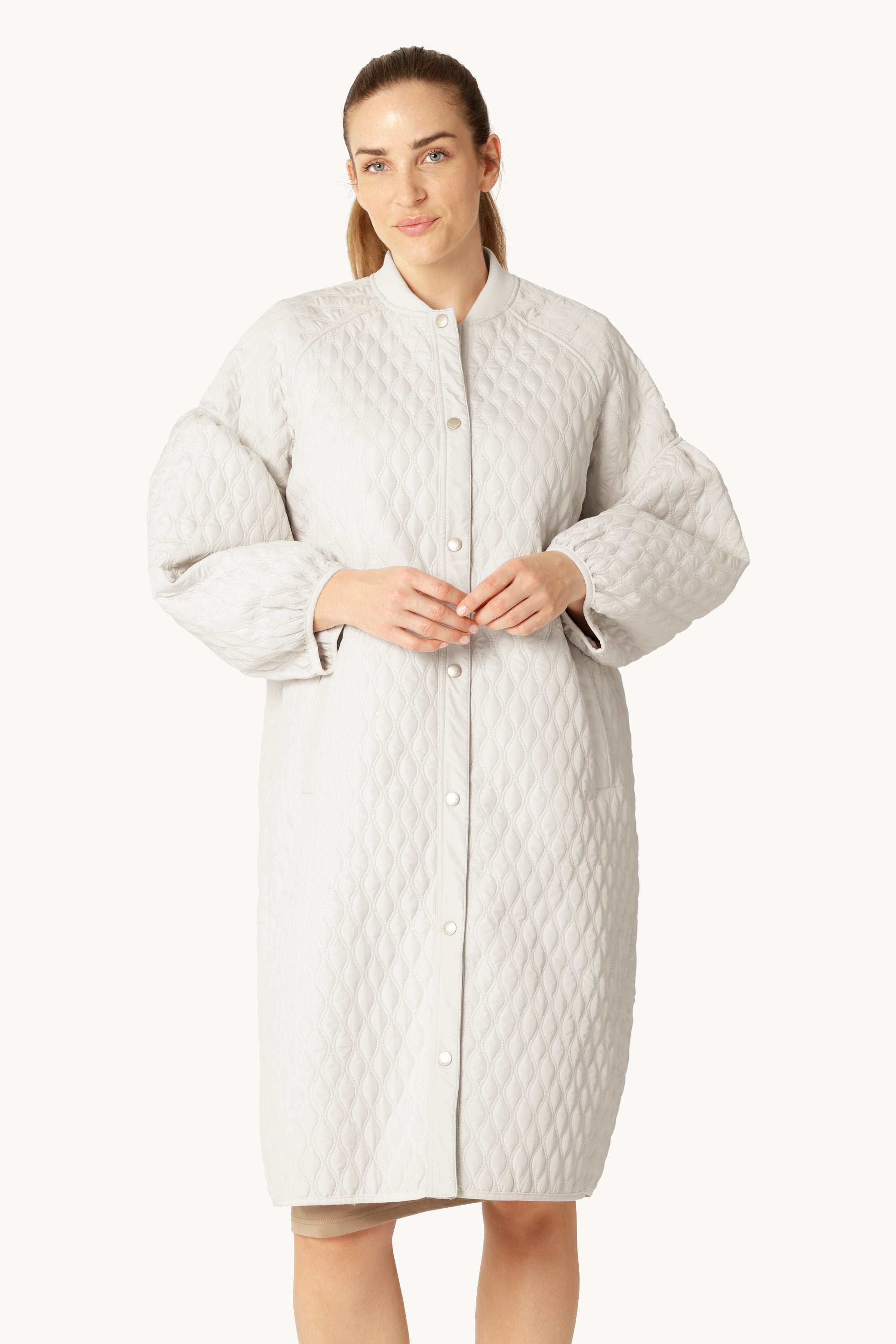 Lang Quilt Jakke - Milk Creme