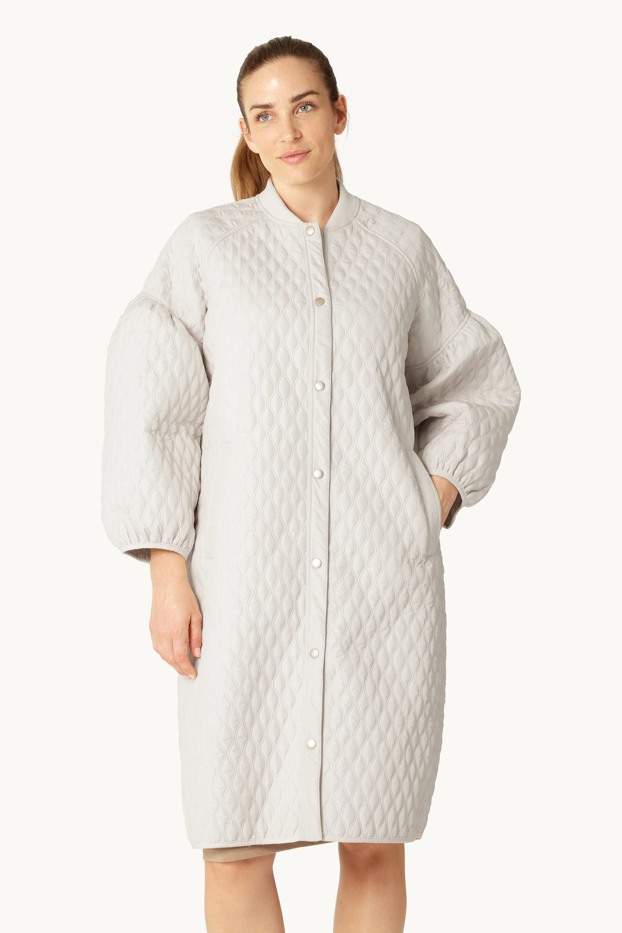 Lang Quilt Jakke - Milk Creme