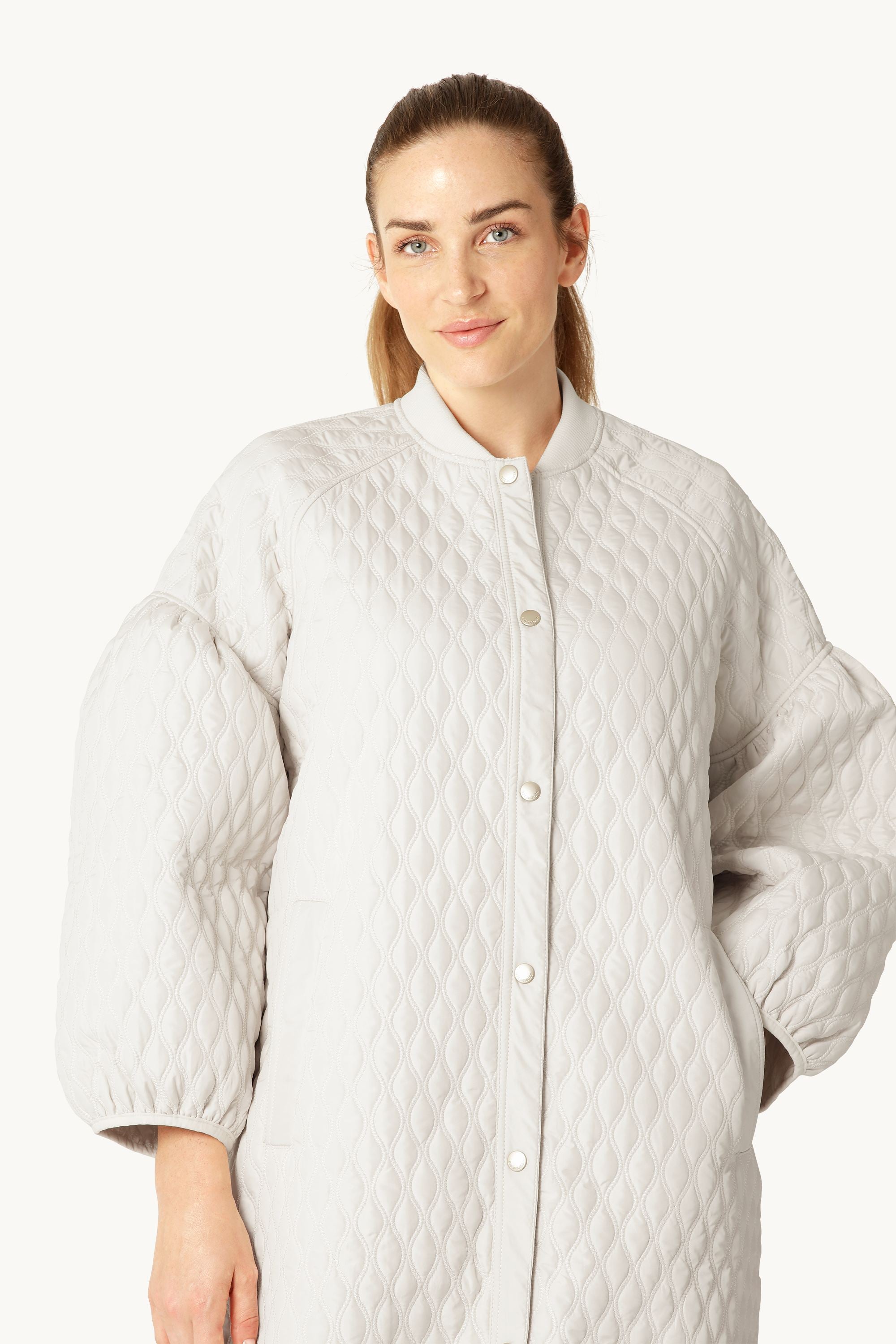 Lang Quilt Jakke - Milk Creme