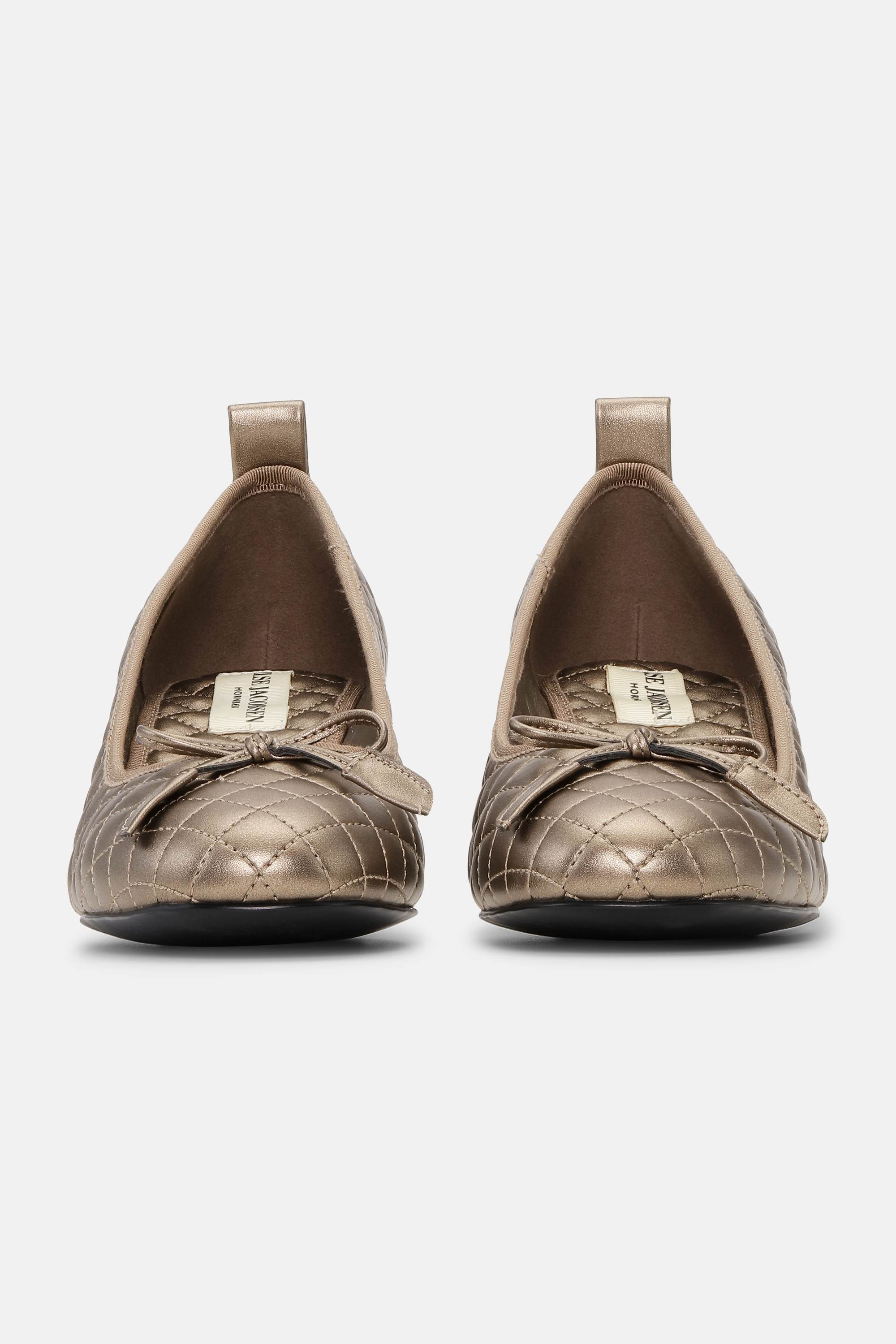 Quilted Ballerina with Heel - Metallic Copper Black