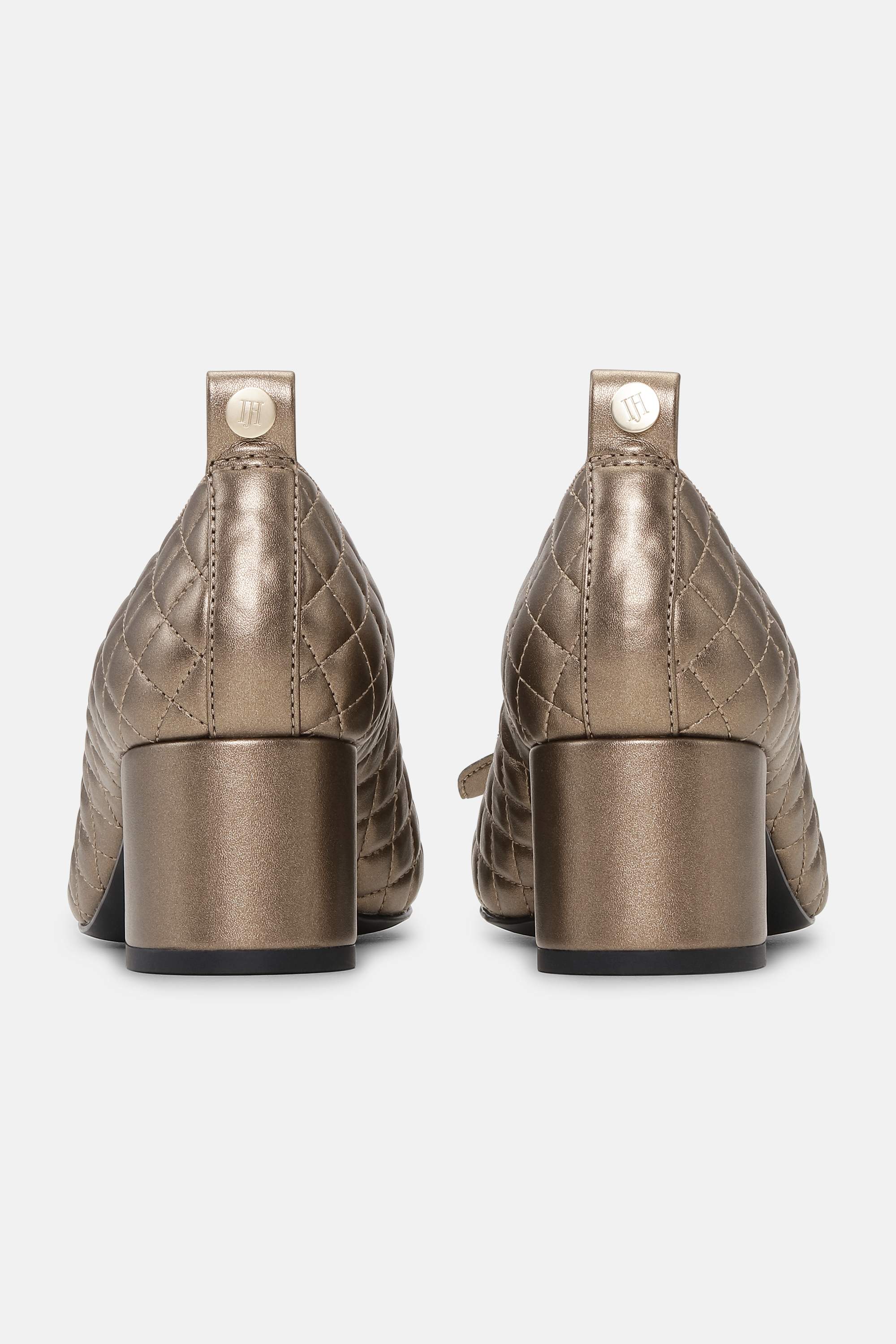 Quilted Ballerina with Heel - Metallic Copper Black