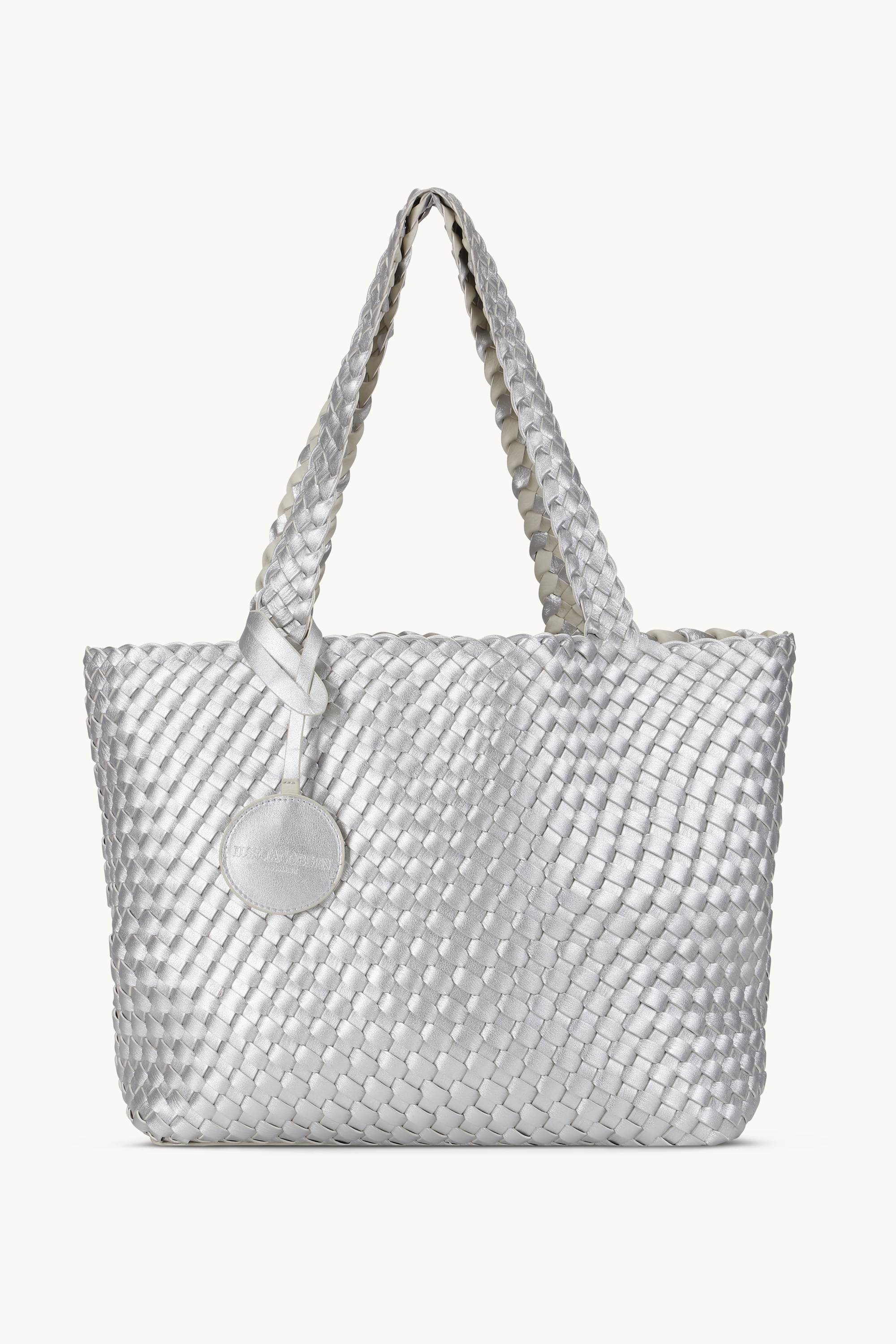 Tote Bag Flettet - Milk Creme Silver
