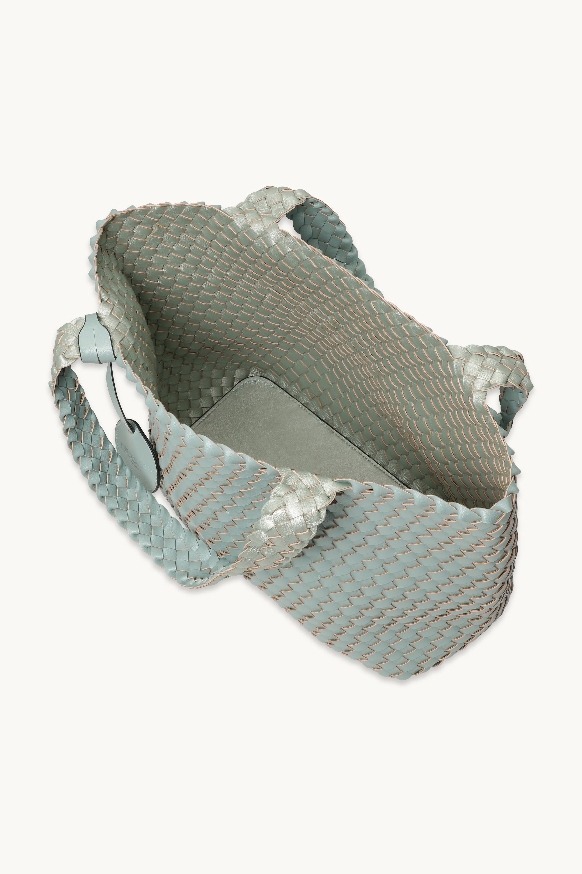 Tote Bag Flettet - Beach Glass Metallic Mint