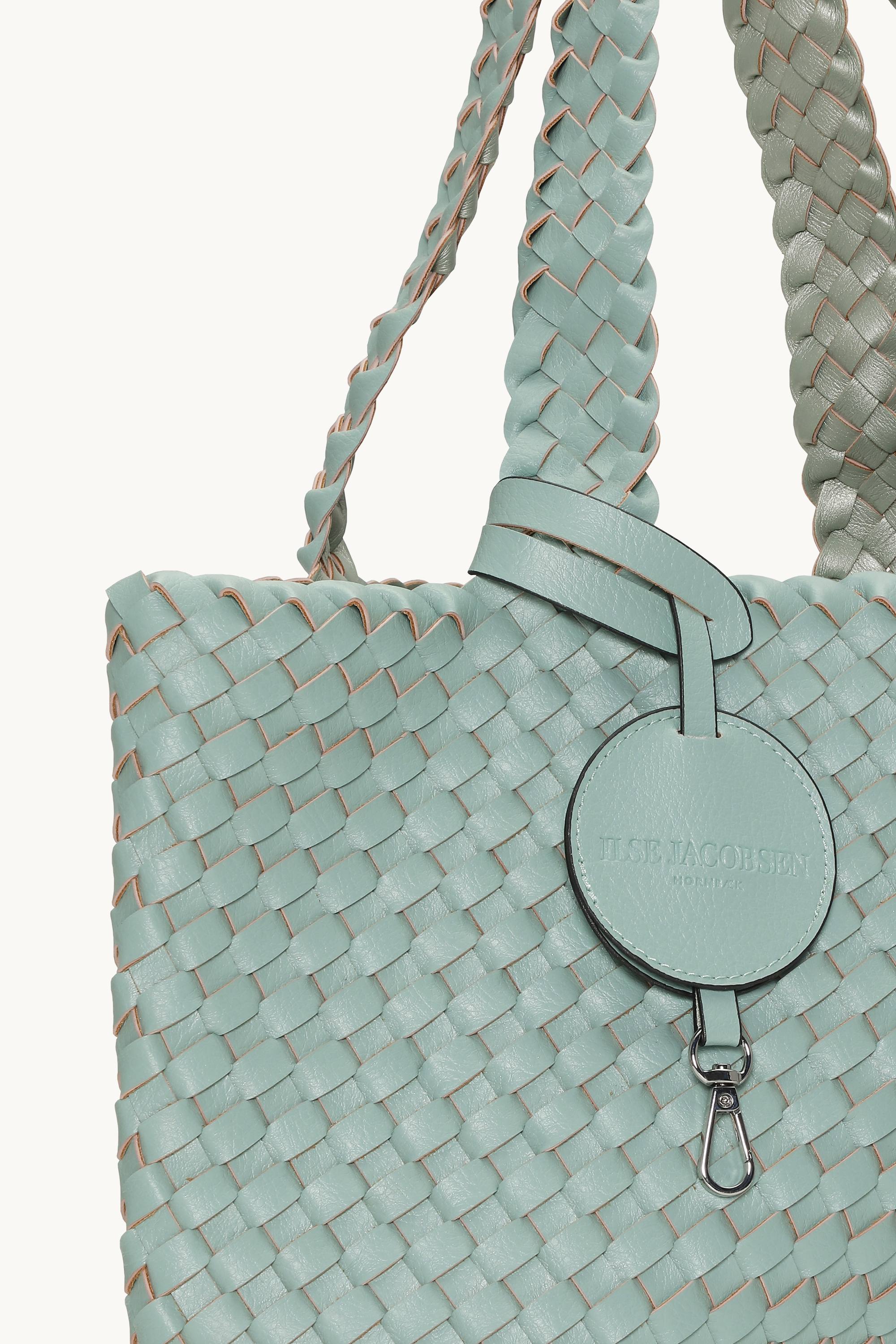 Tote Bag Flettet - Beach Glass Metallic Mint