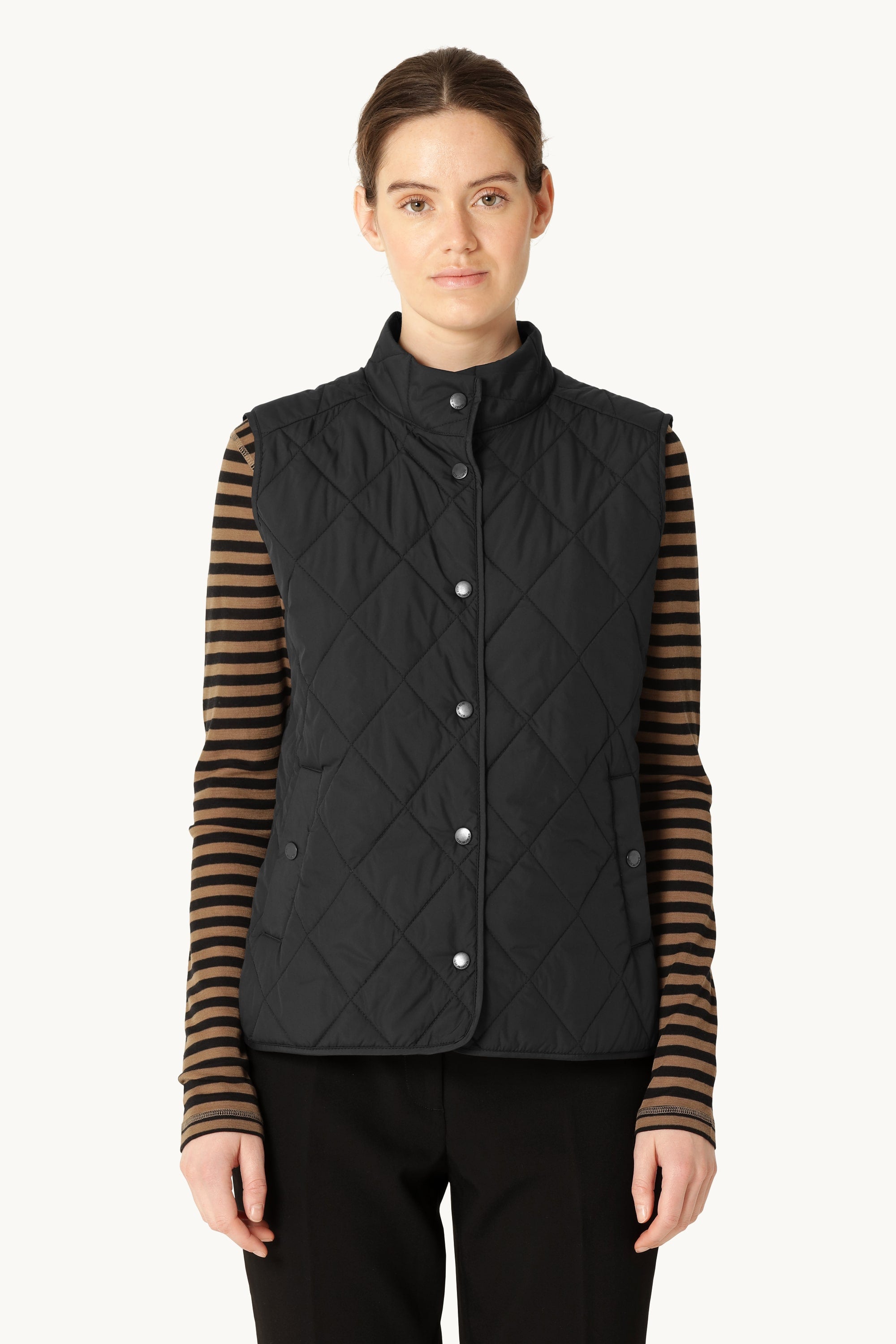 Quilted Short Vest - Black