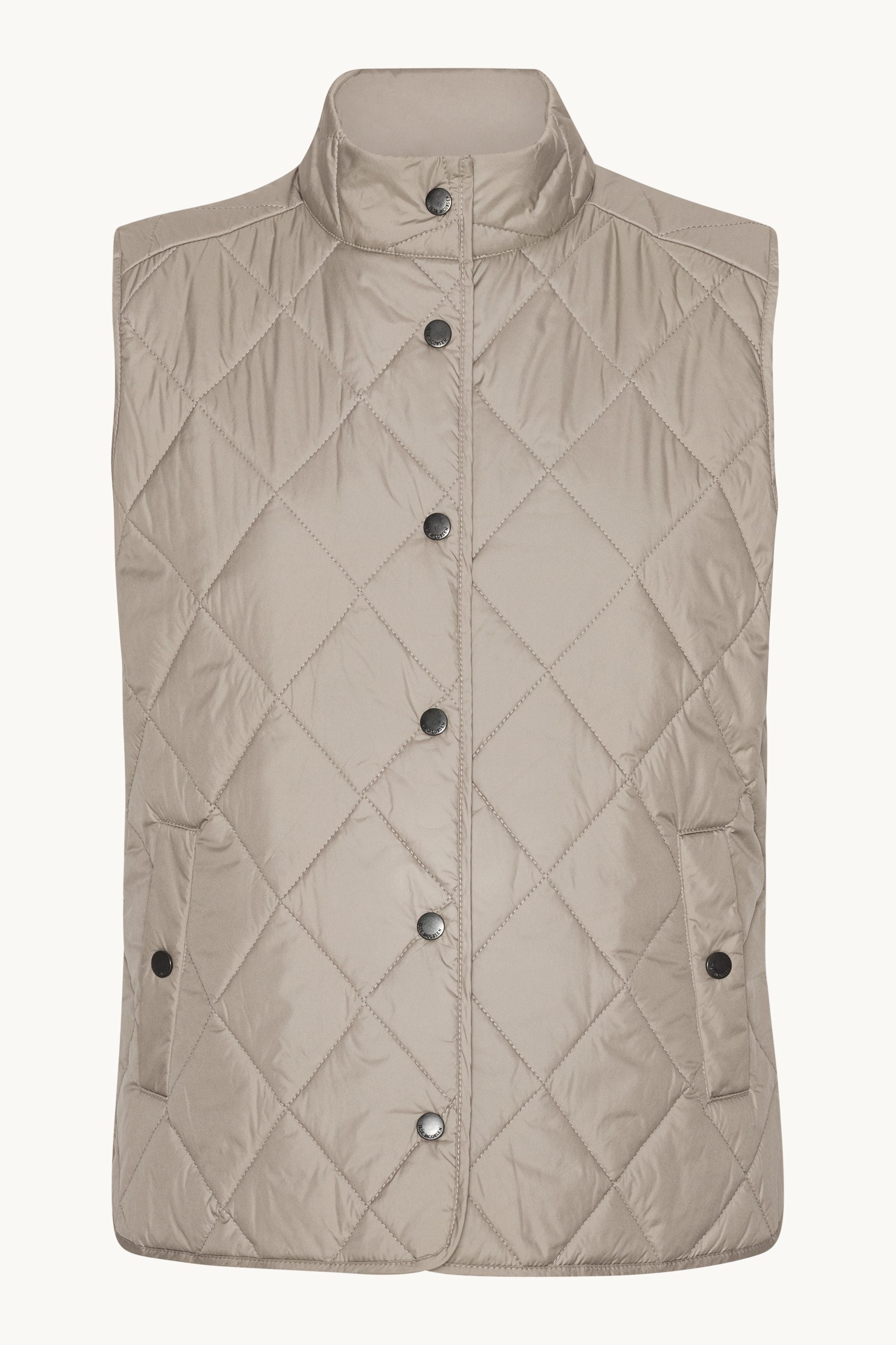 Quilted Short Vest - Greige