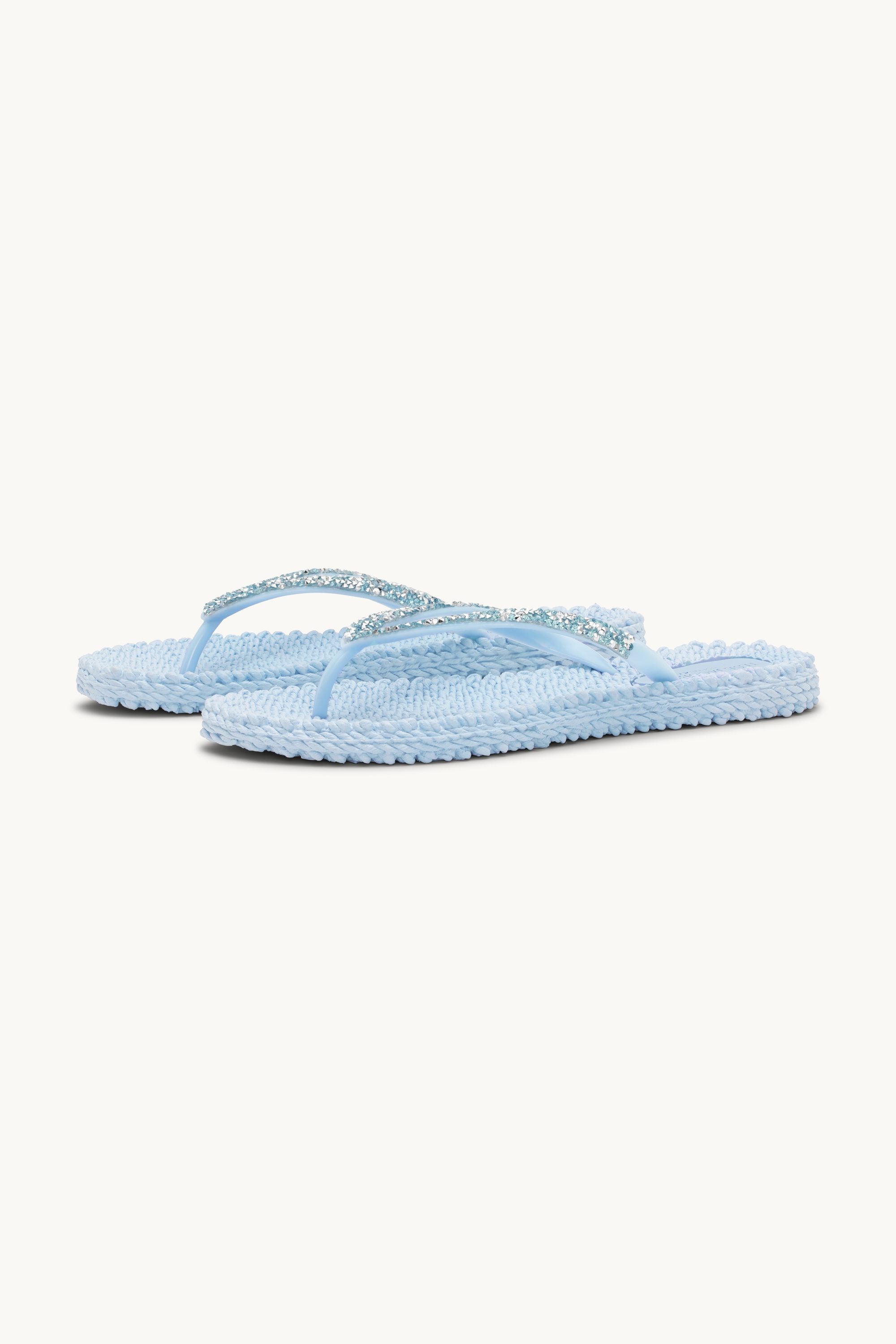 Flip Flops With Rhinestones - Blue Bell