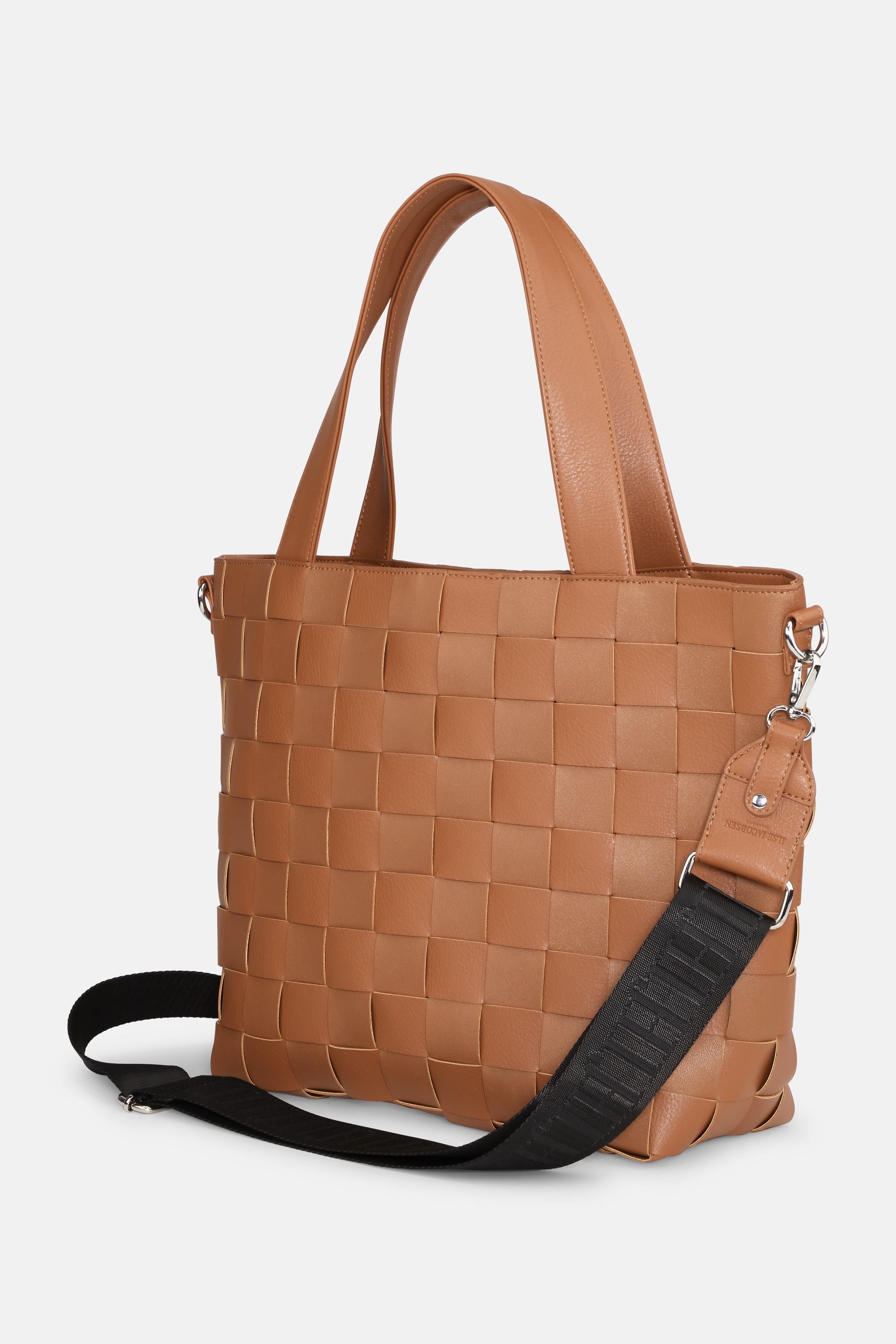 Braided Cross-Body Shopper - Cognac