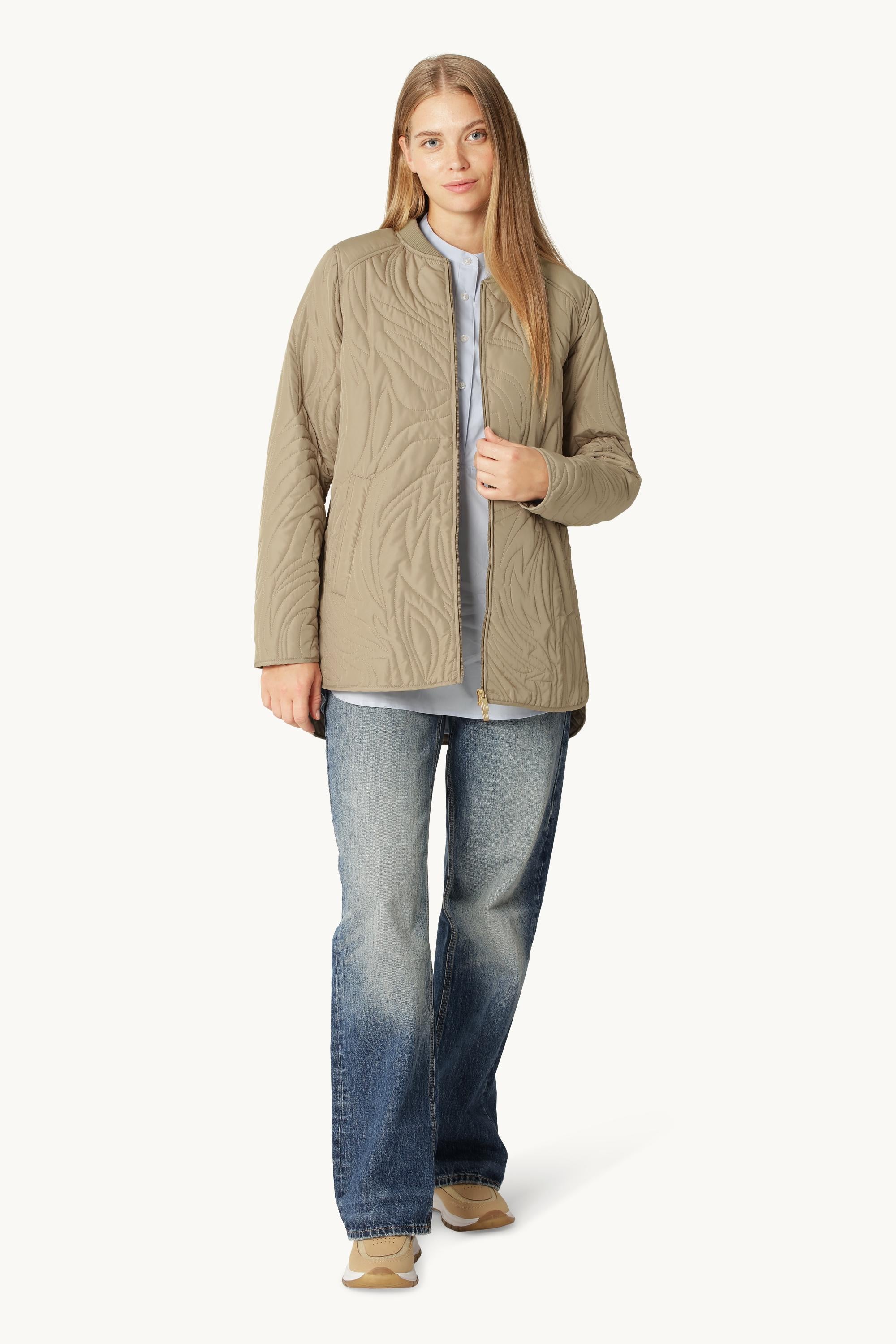 Kort Quiltet Jakke - Greige