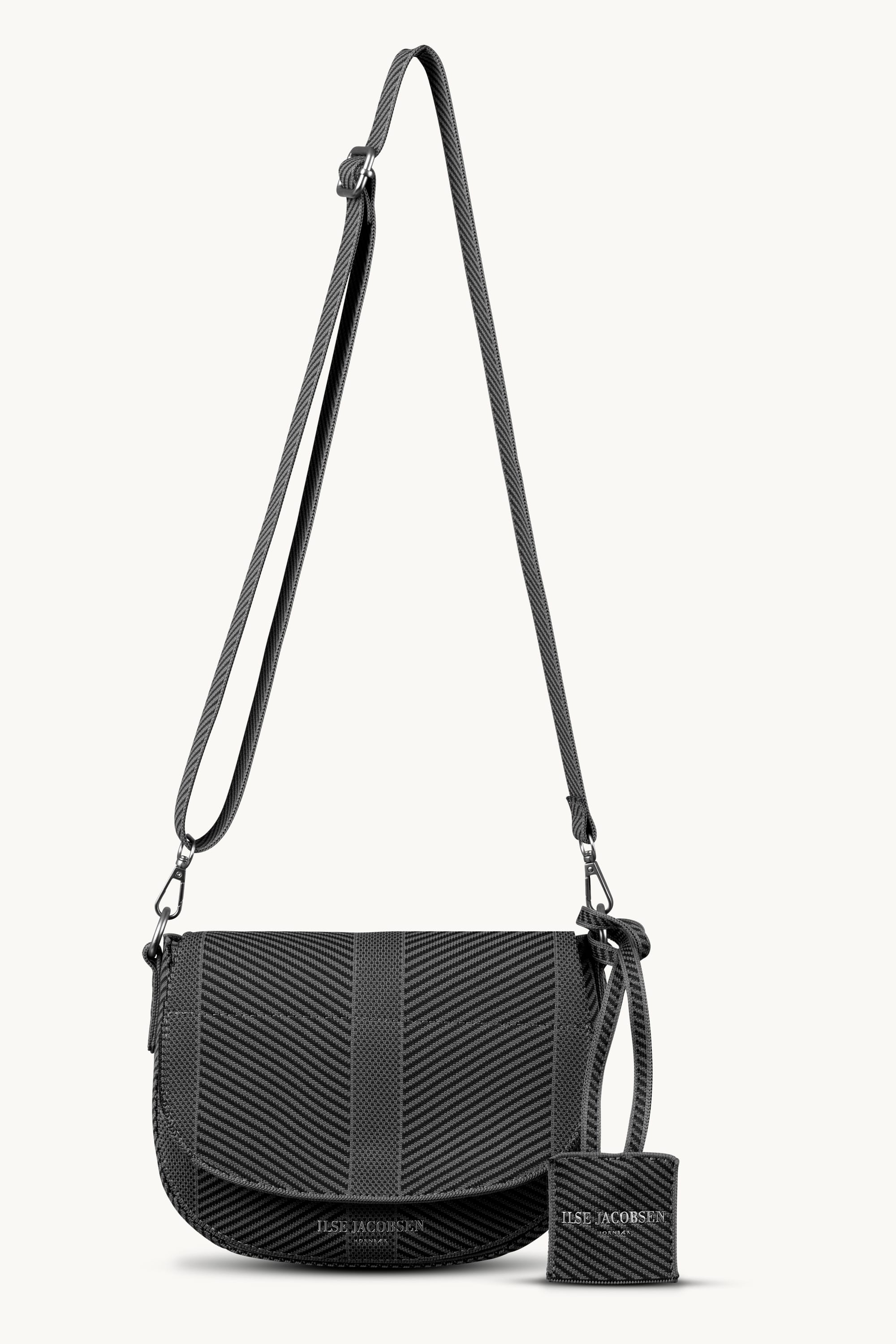 Knitted Crossbody Bag - Black Gun metal