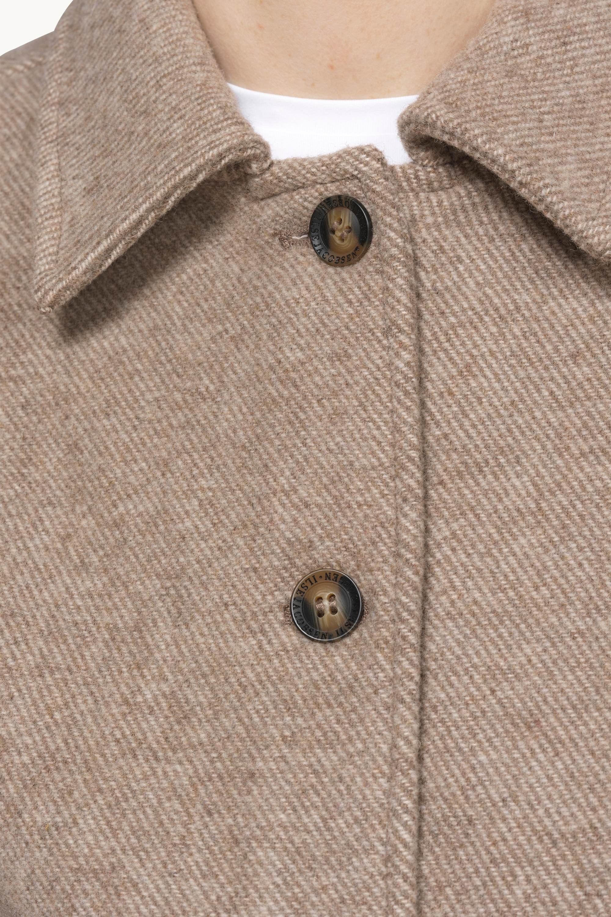 Short buttoned Jacket with Patched Pockets - Greige