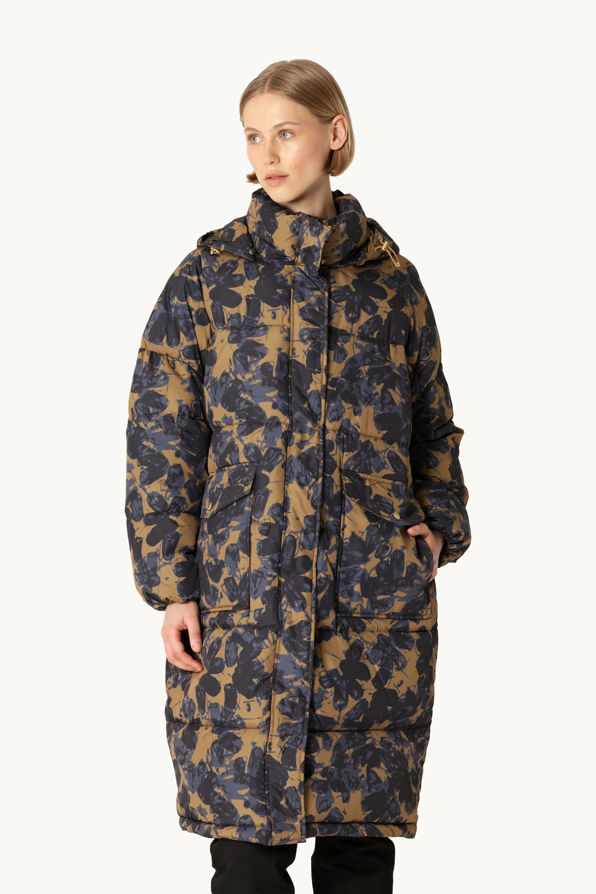 Long Padded Coat - Beige Butterfly