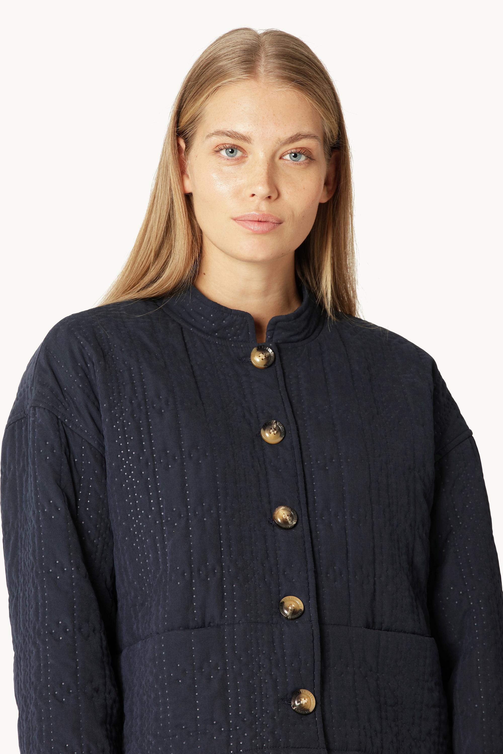 Kort Quiltet Jakke - Dark Indigo