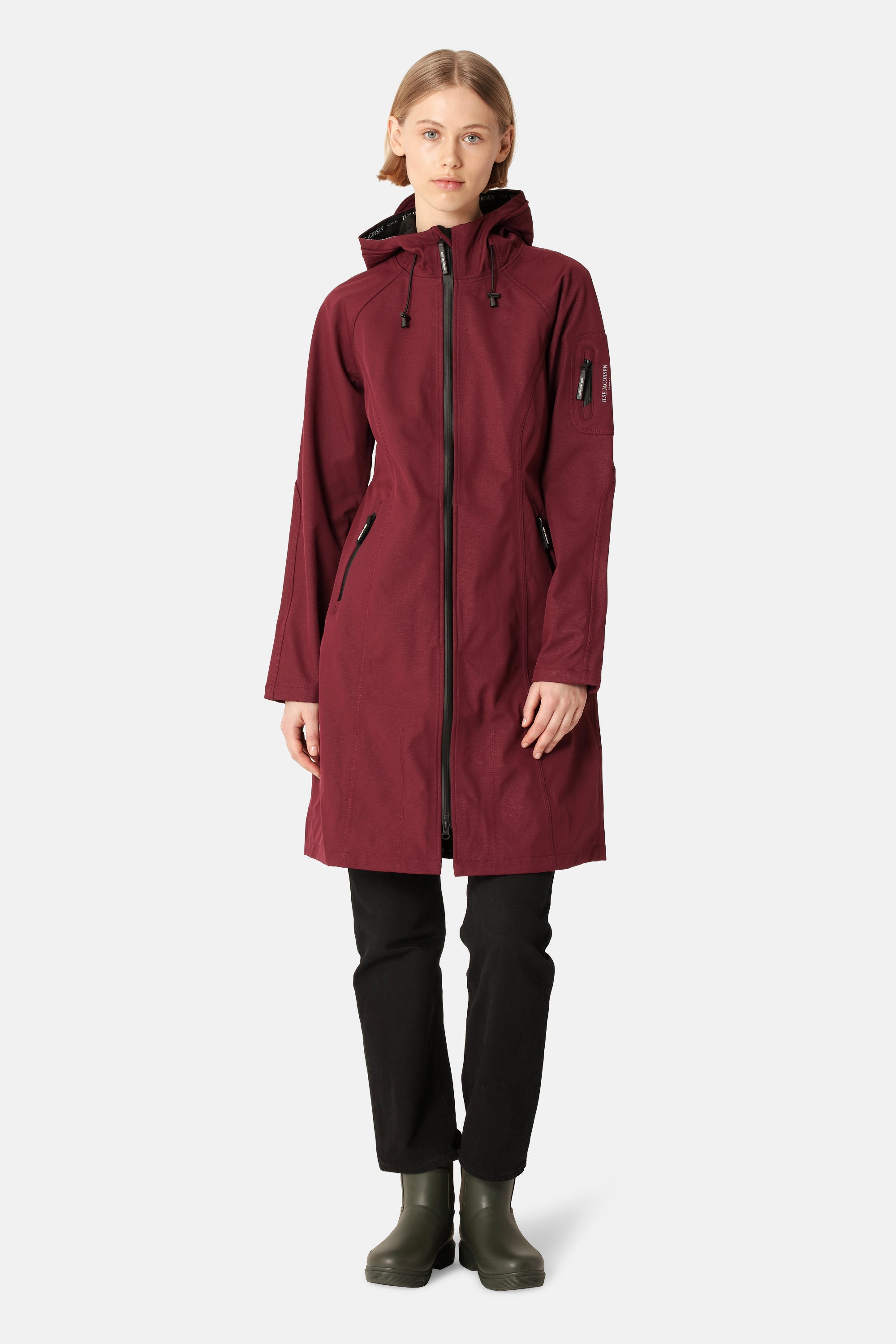Long Softshell Raincoat - Maroon Banner