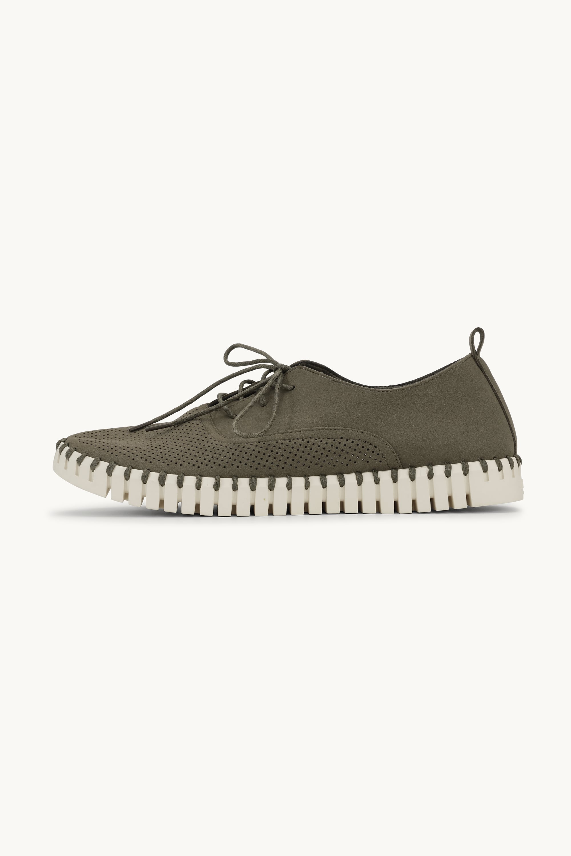 Herresko Med Snørebånd - Deep Olive Pearled Ivory