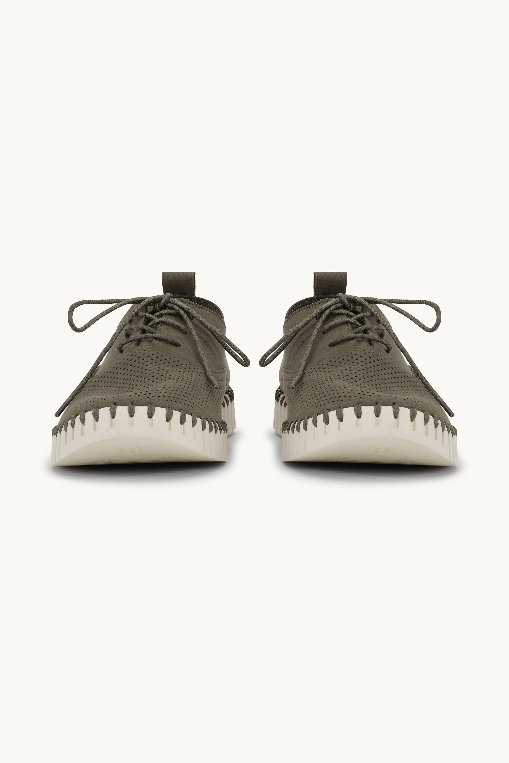 Herresko Med Snørebånd - Deep Olive Pearled Ivory
