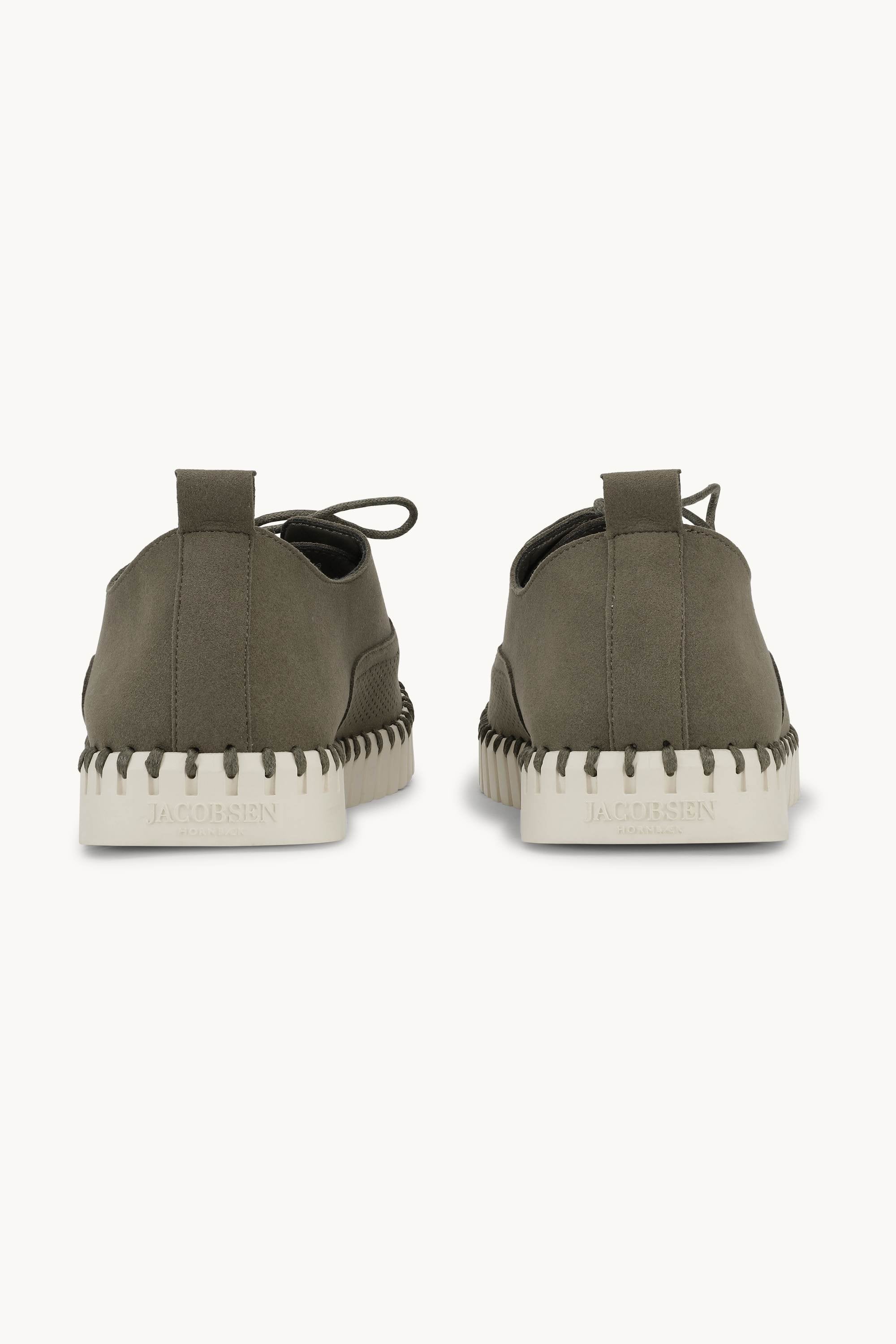 Herresko Med Snørebånd - Deep Olive Pearled Ivory