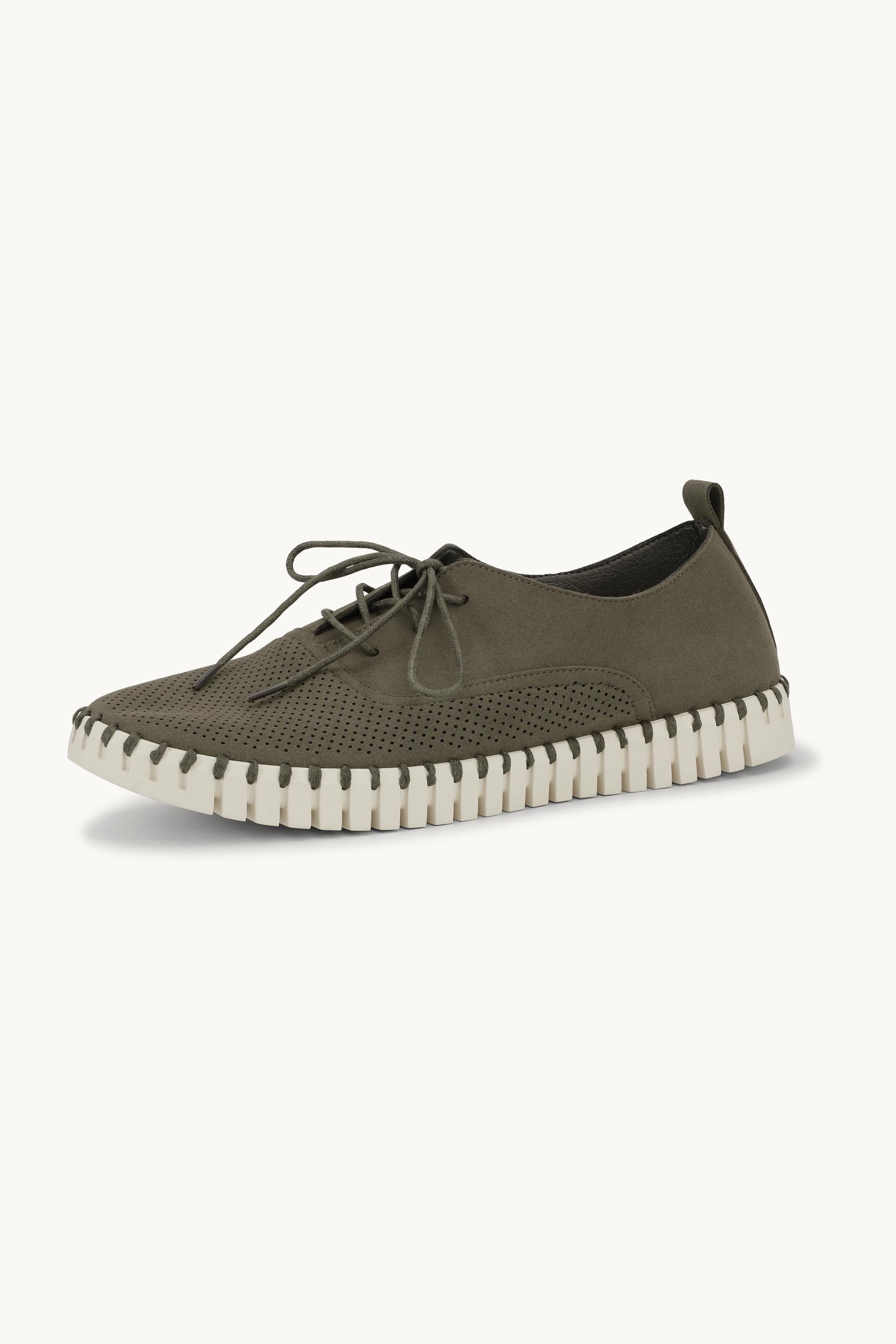 Herresko Med Snørebånd - Deep Olive Pearled Ivory