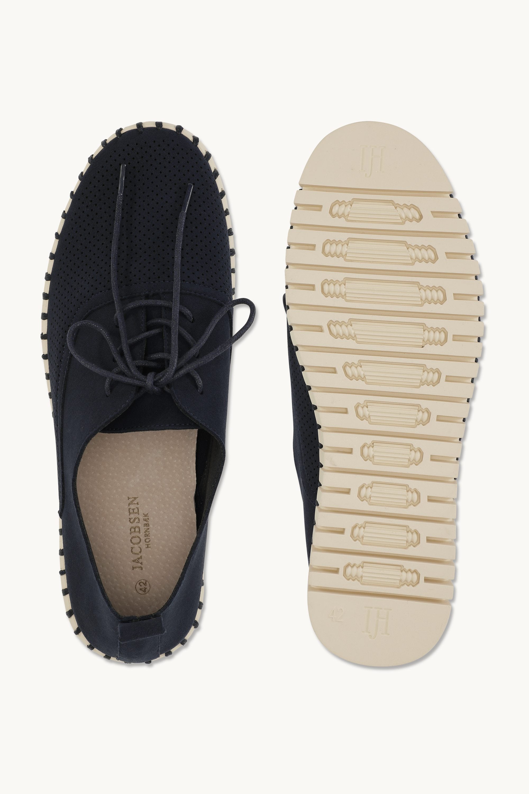 Herresko Med Snørebånd - Dark Indigo Pearled Ivory