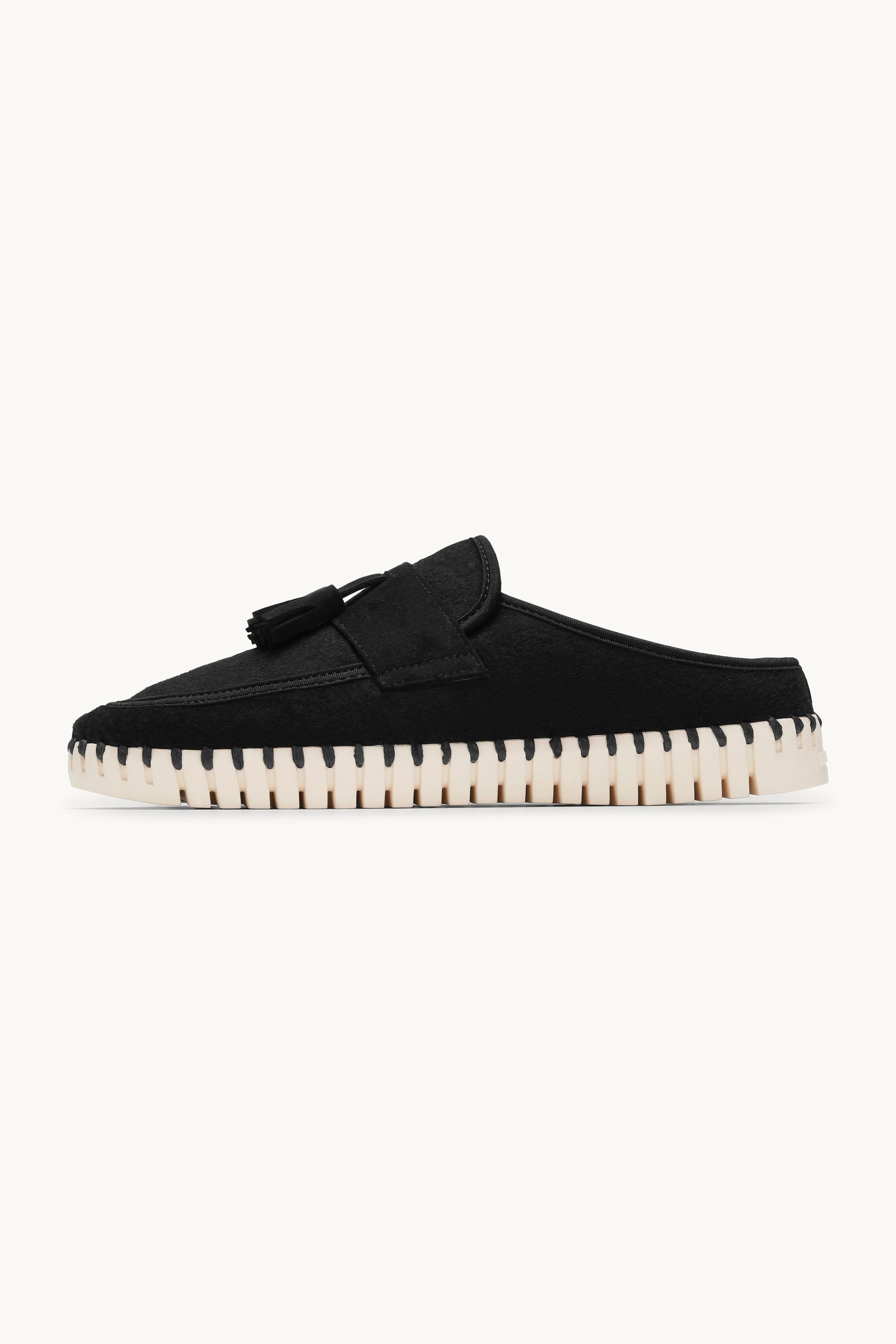 Tulip Wool Mule - Black Pearled Ivory