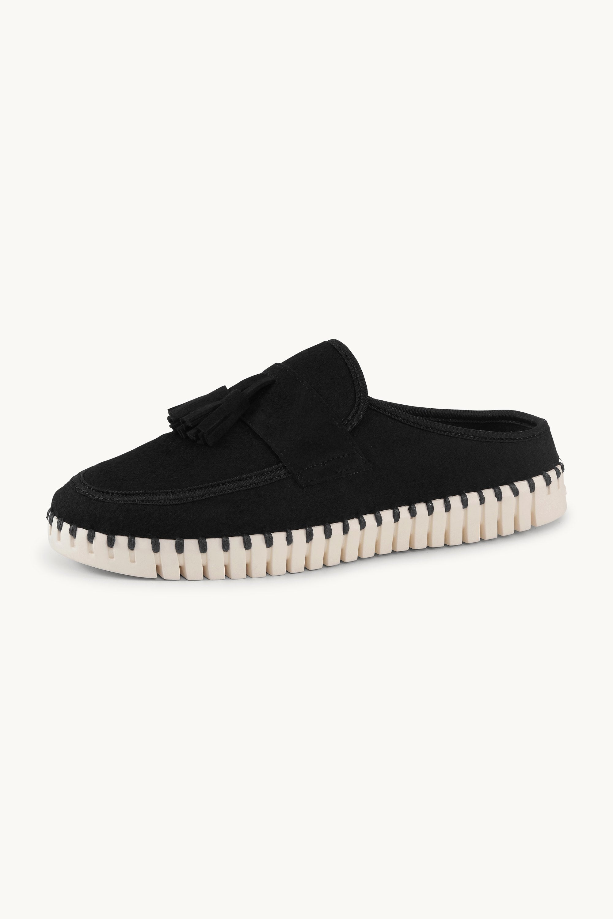 Tulip Wool Mule - Black Pearled Ivory
