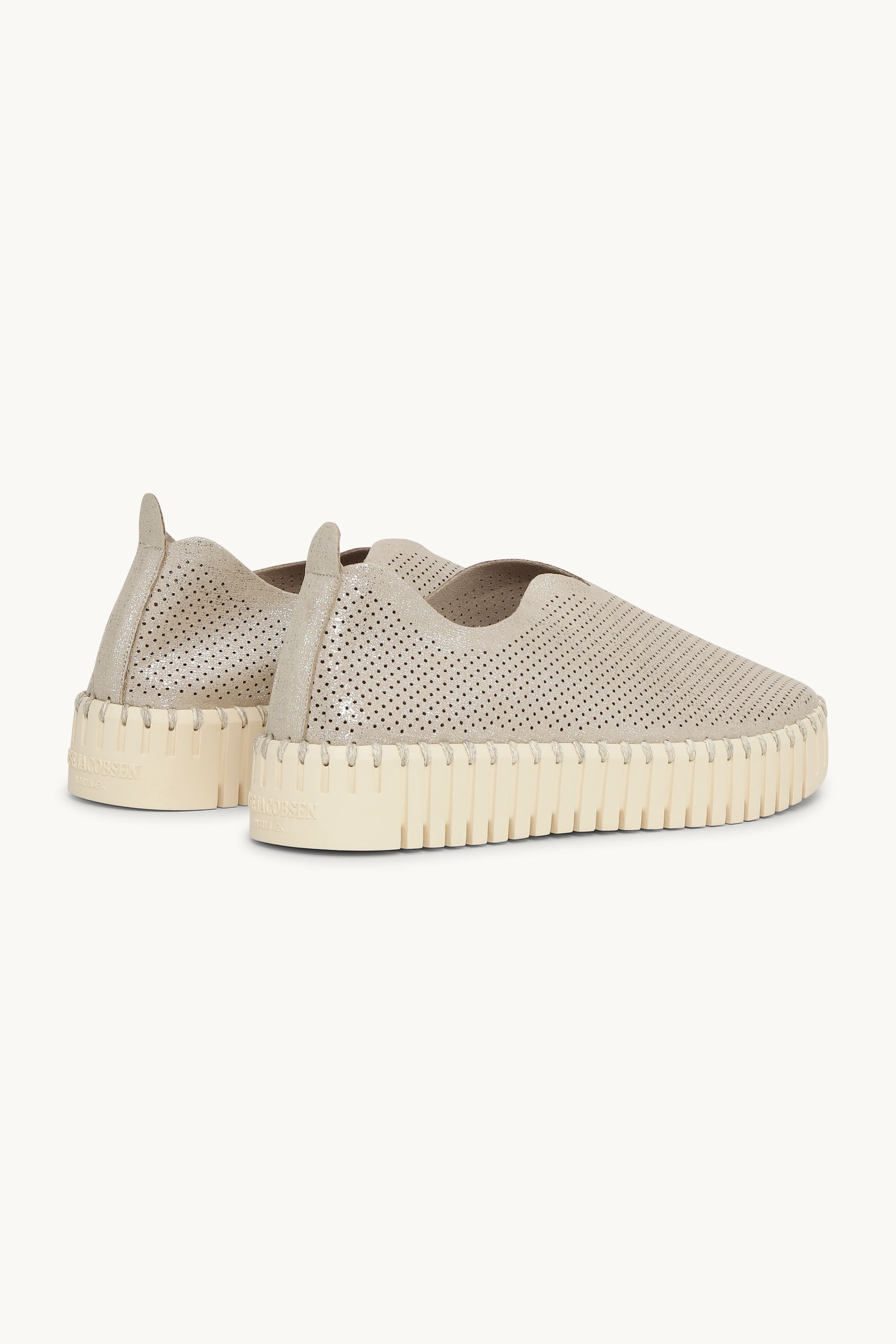Platform Tulip Sko Glitter - Silver Pearled Ivory