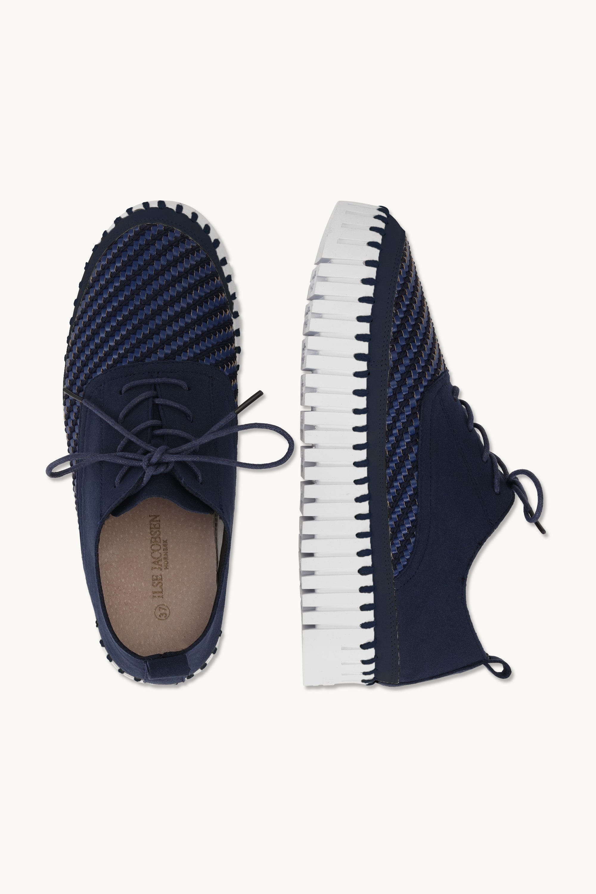 Tulip Sko Med Snørebånd - Dark Indigo White