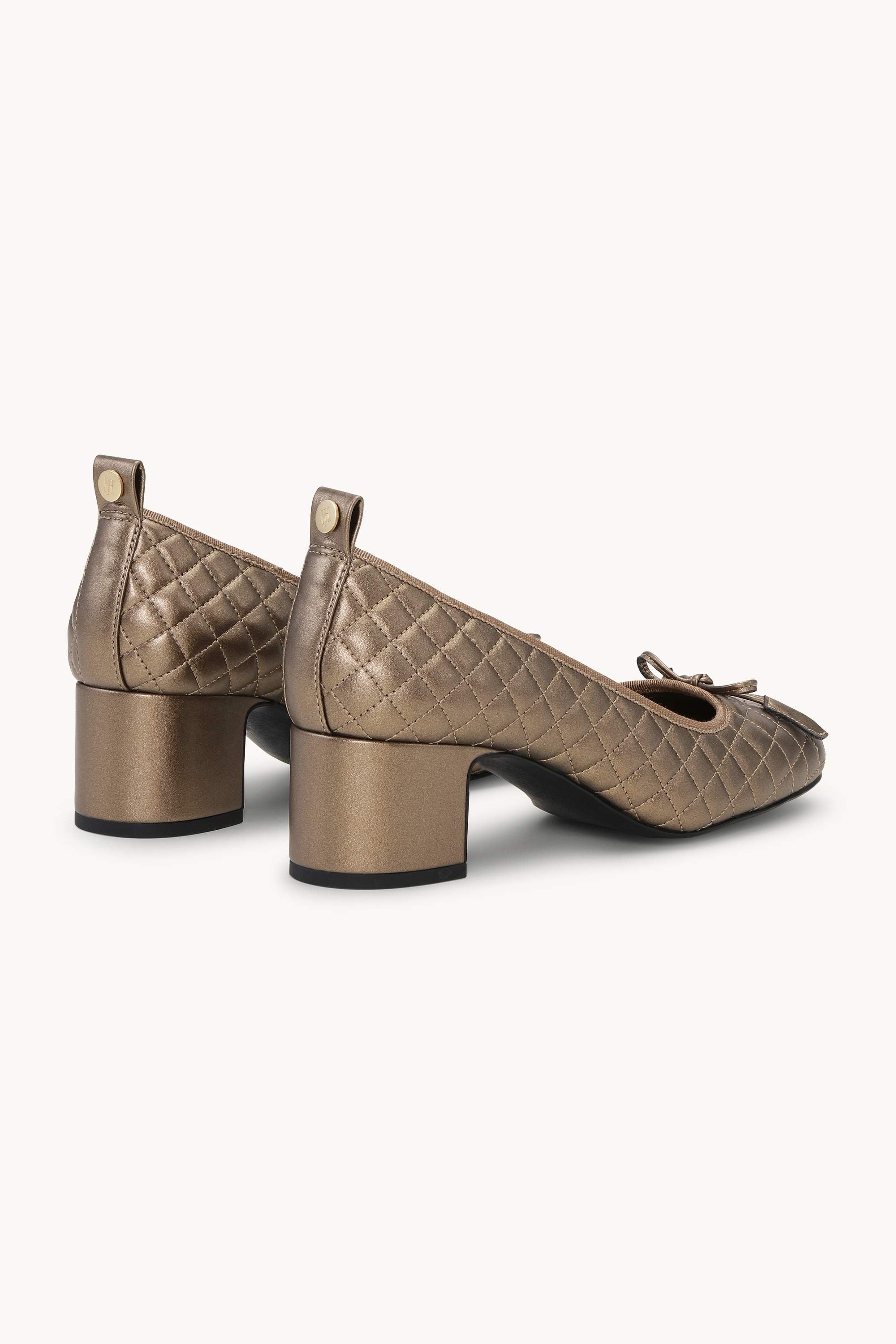 Quilted Ballerina with Heel - Metallic Copper Black