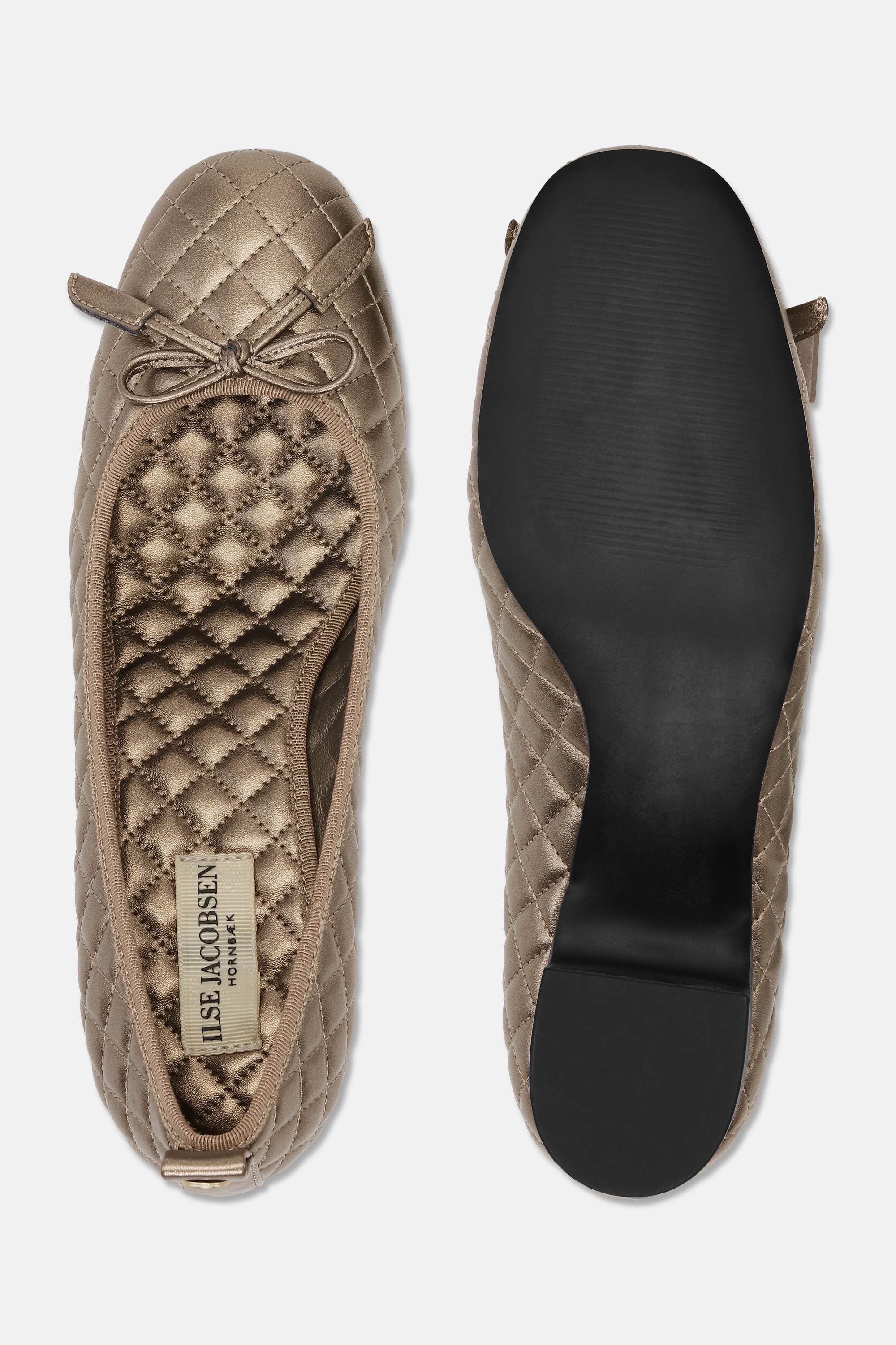 Quilted Ballerina with Heel - Metallic Copper Black