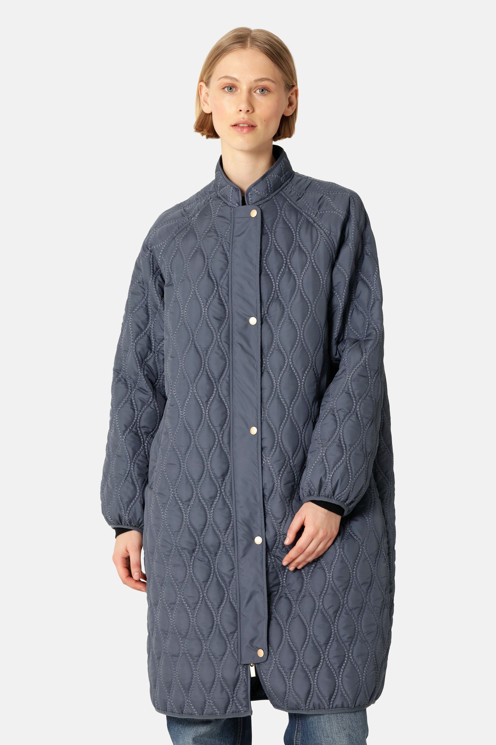 Long Quilt Jacket - Ombre Blue
