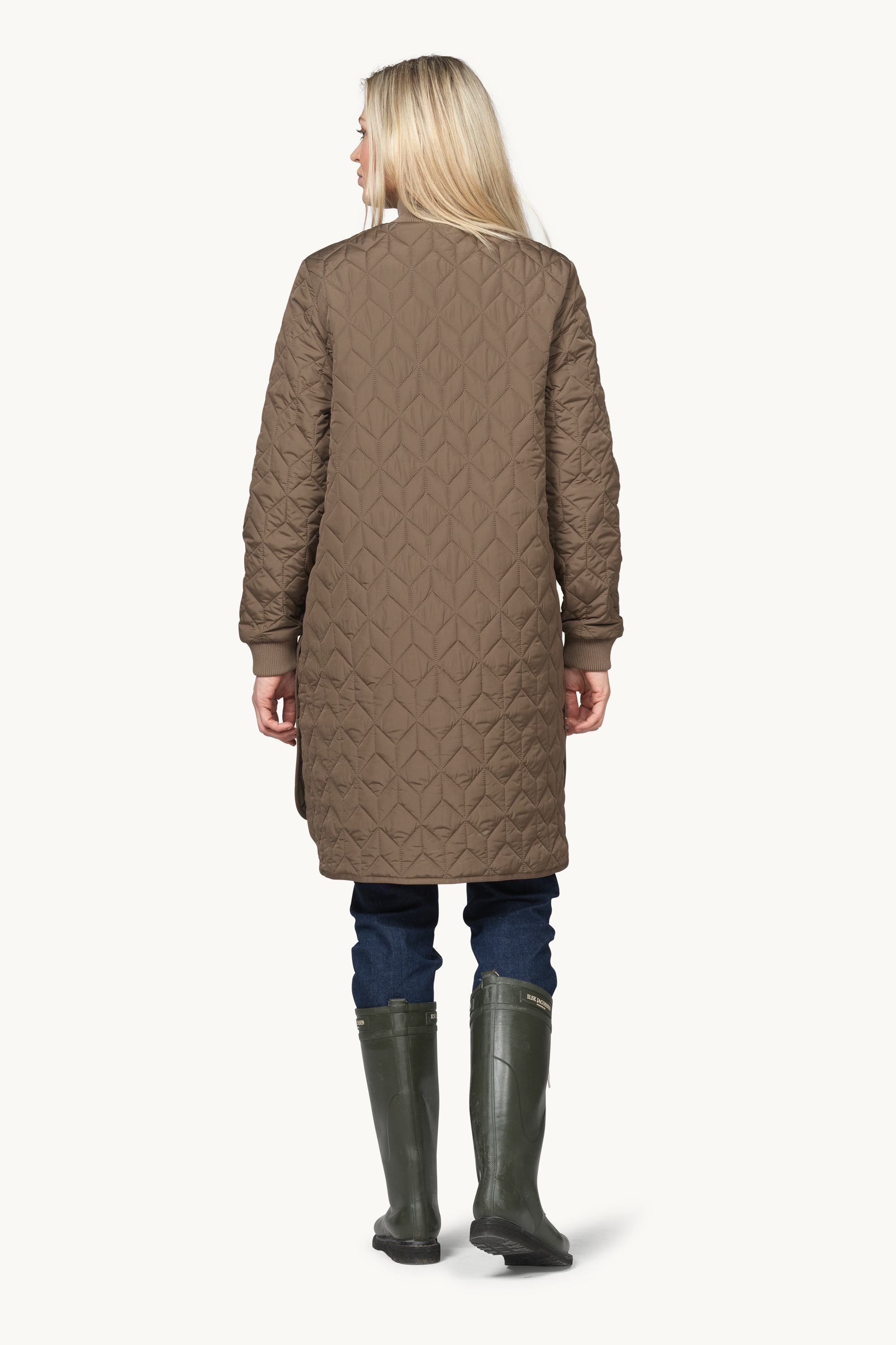 Lang Quiltet Jakke - Mud