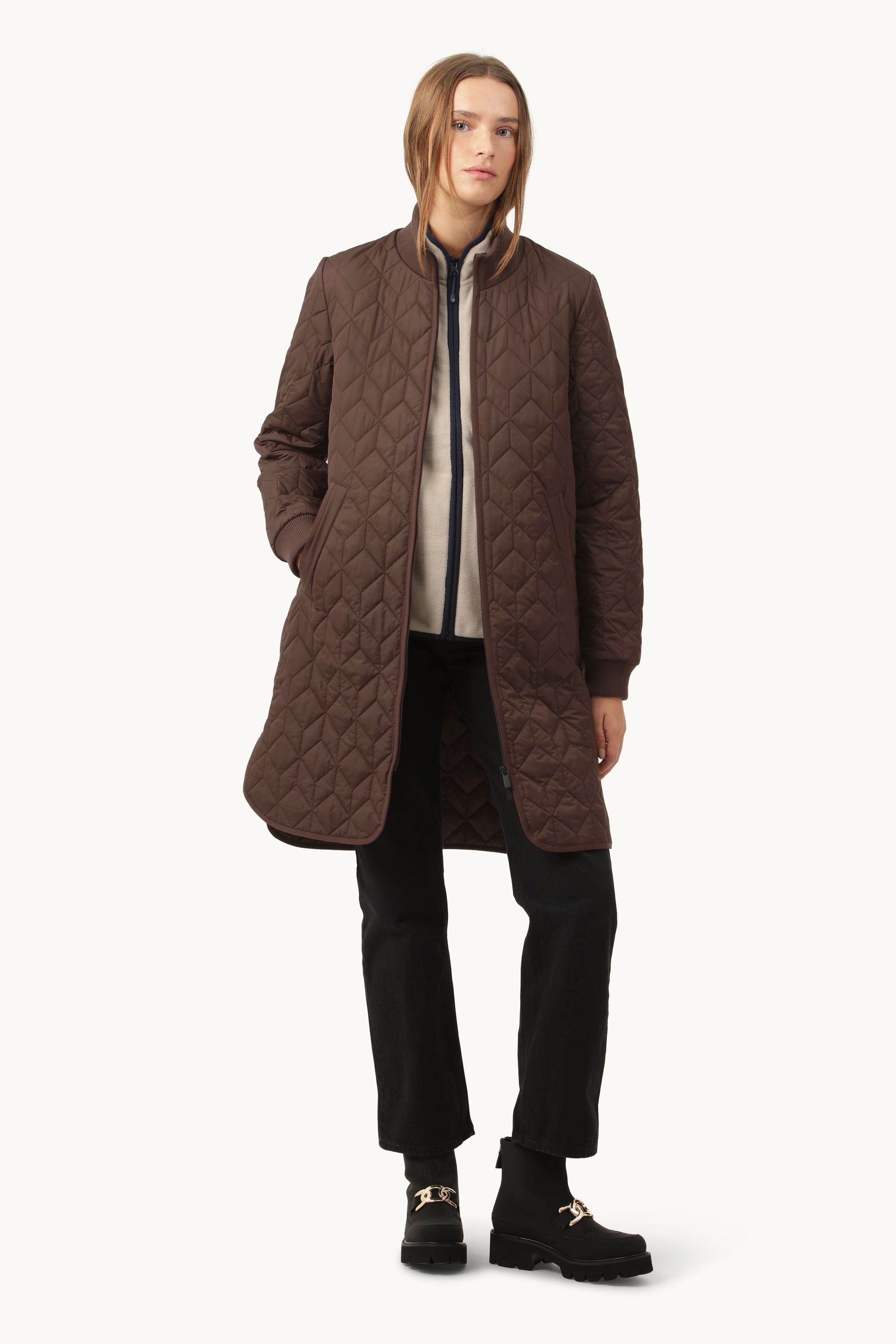 Lang Quiltet Jakke - Ebony