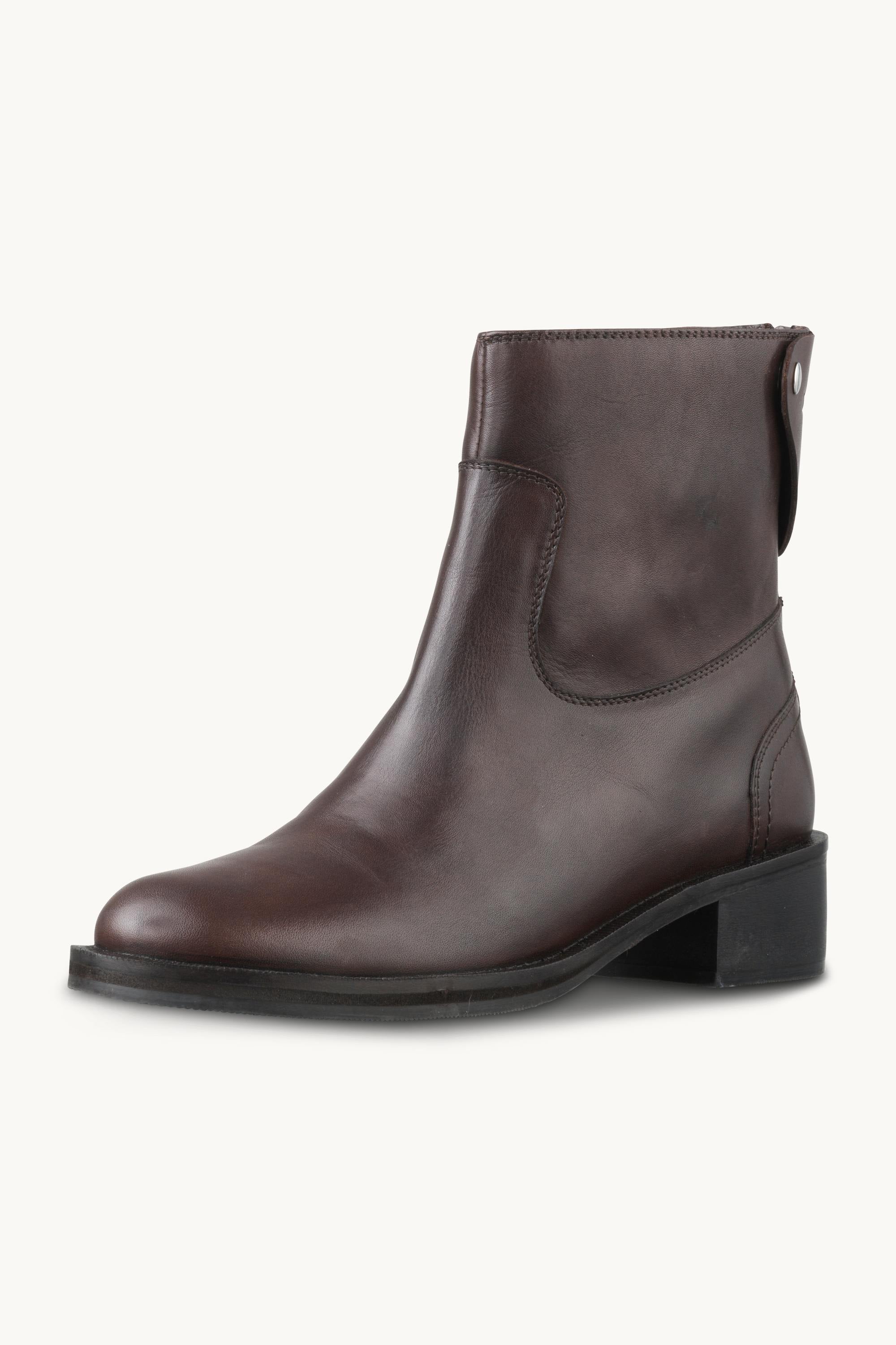 Leather Ankle Boots - Brown Black