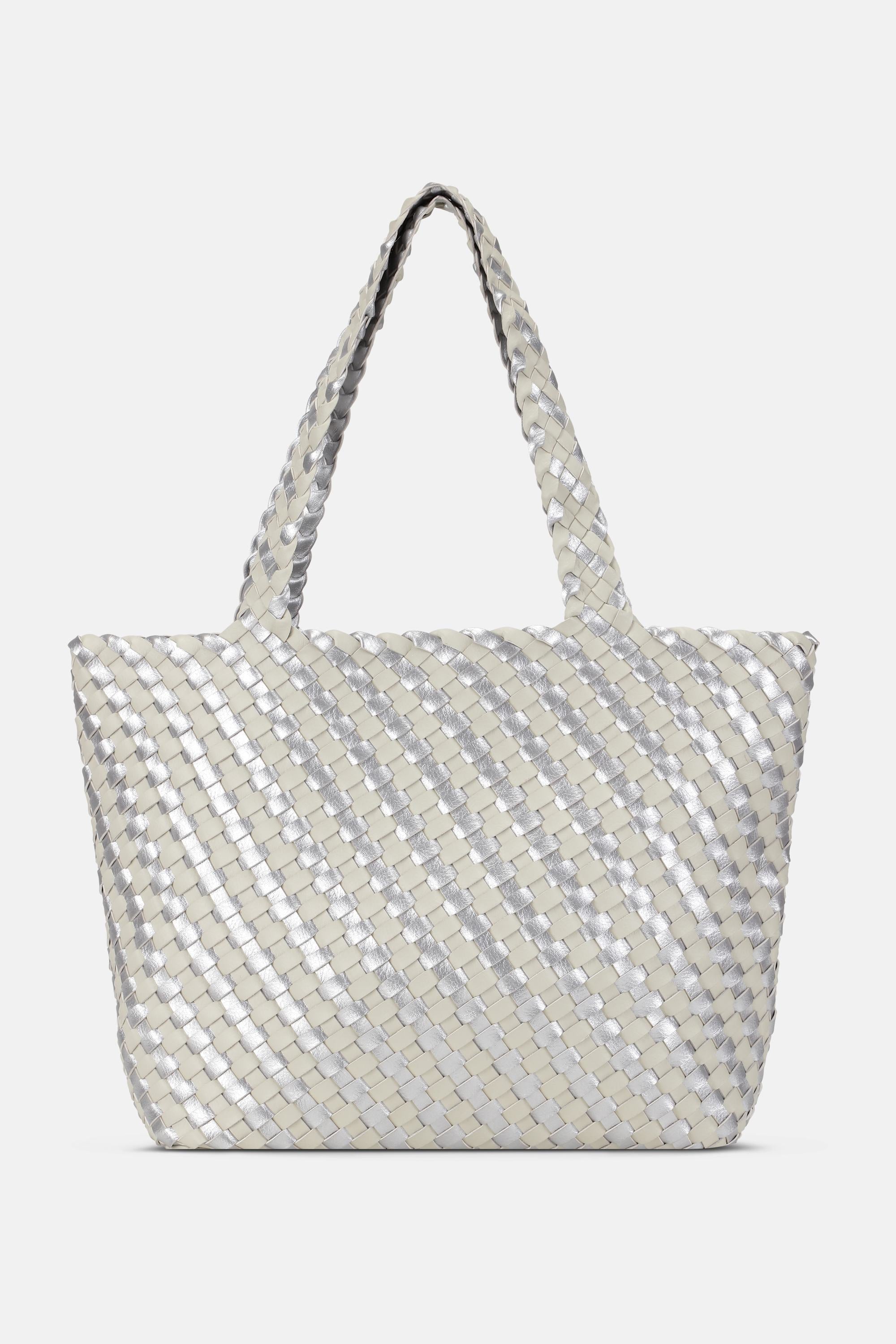 Tote Bag Flettet - Milk Creme Silver