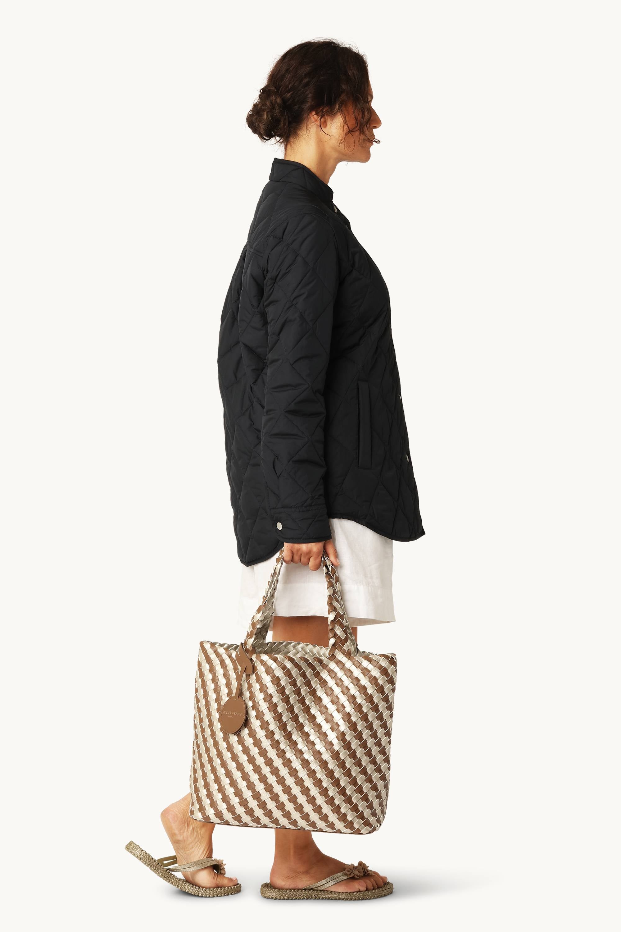 Tote Bag Flettet - Goldy Sand Dollar Metallic