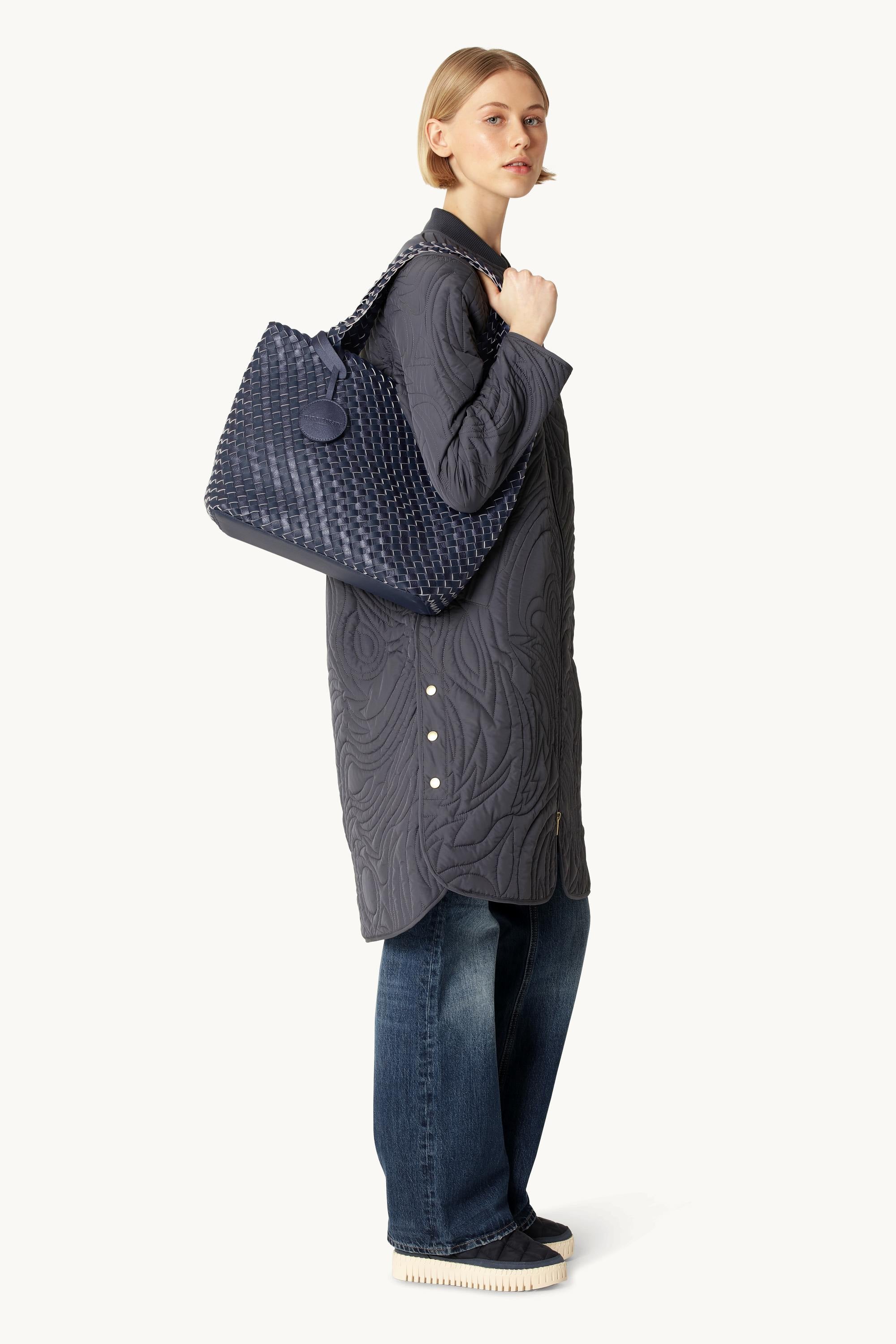 Tote Bag Flettet - Ombre Blue Metallic Ombre Blue