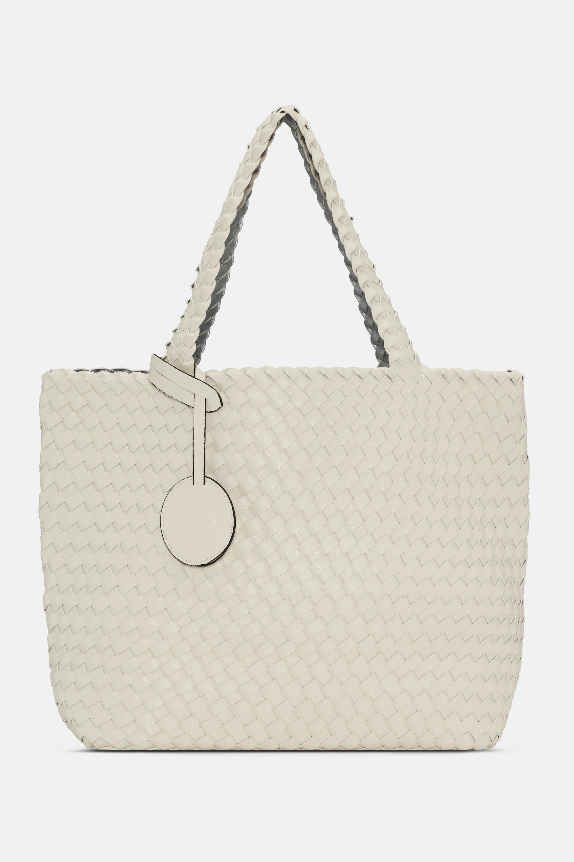 Tote Bag Flettet - Egg White Silver