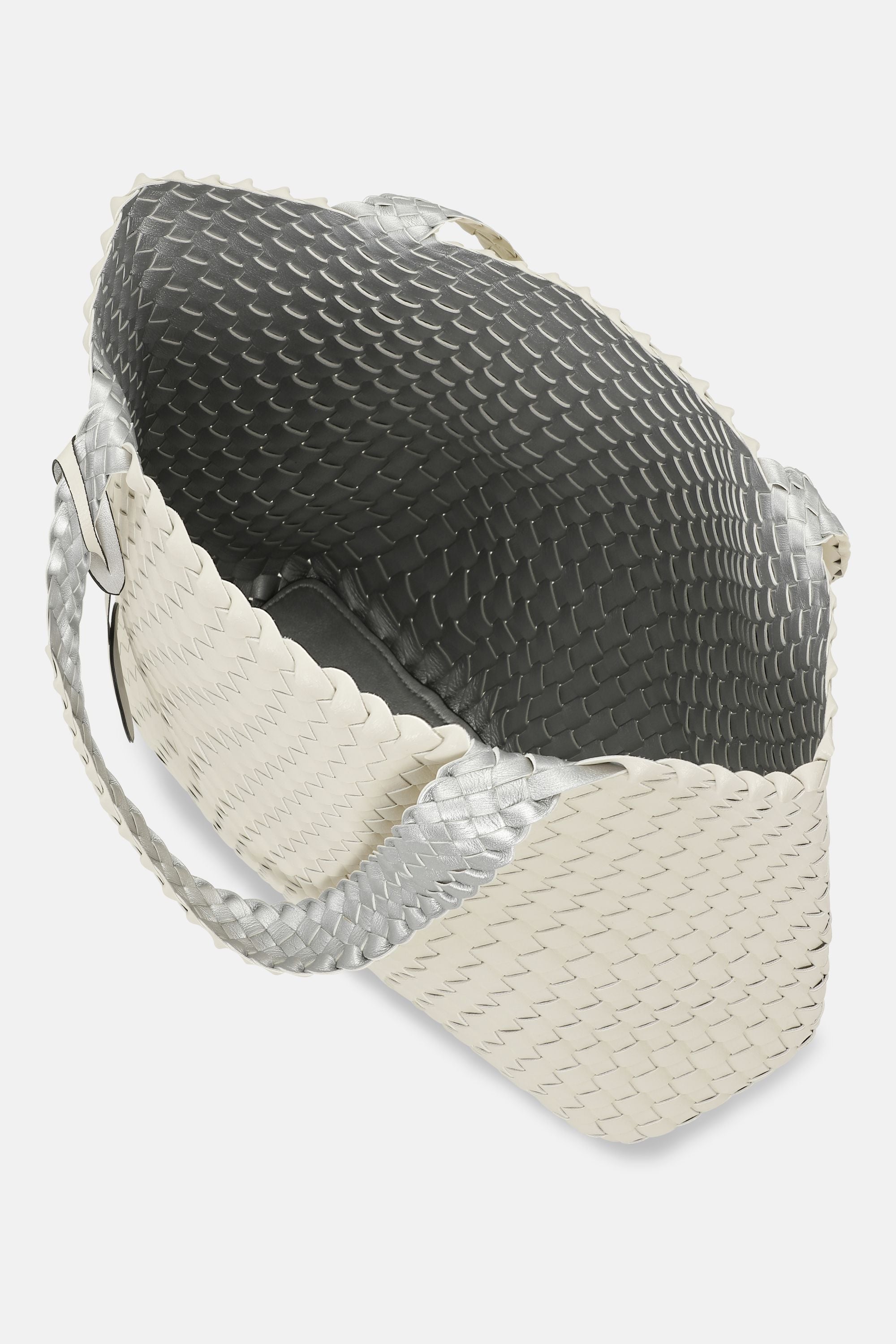 Tote Bag Flettet - Egg White Silver
