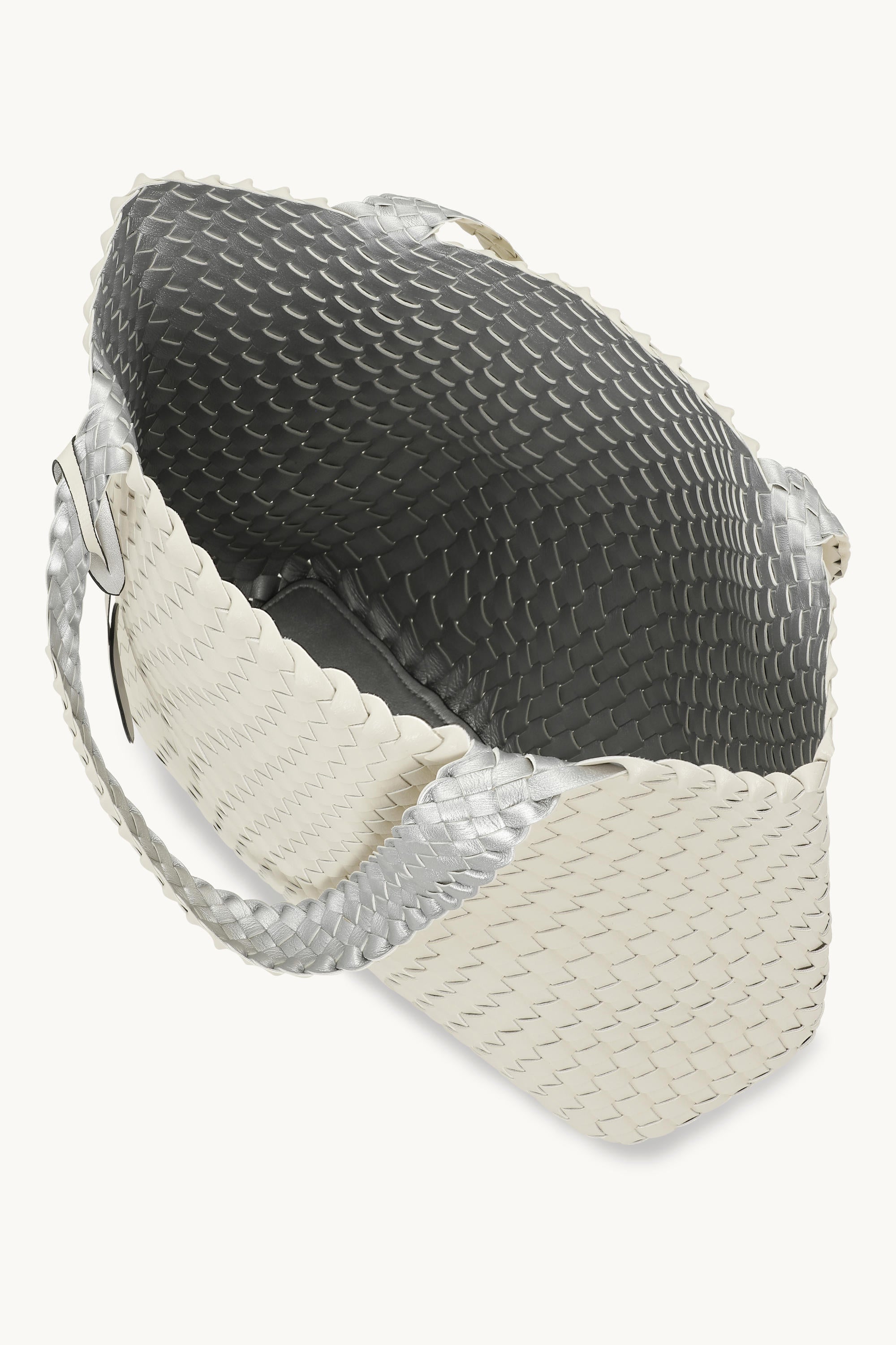 Tote Bag Flettet - Egg White Silver