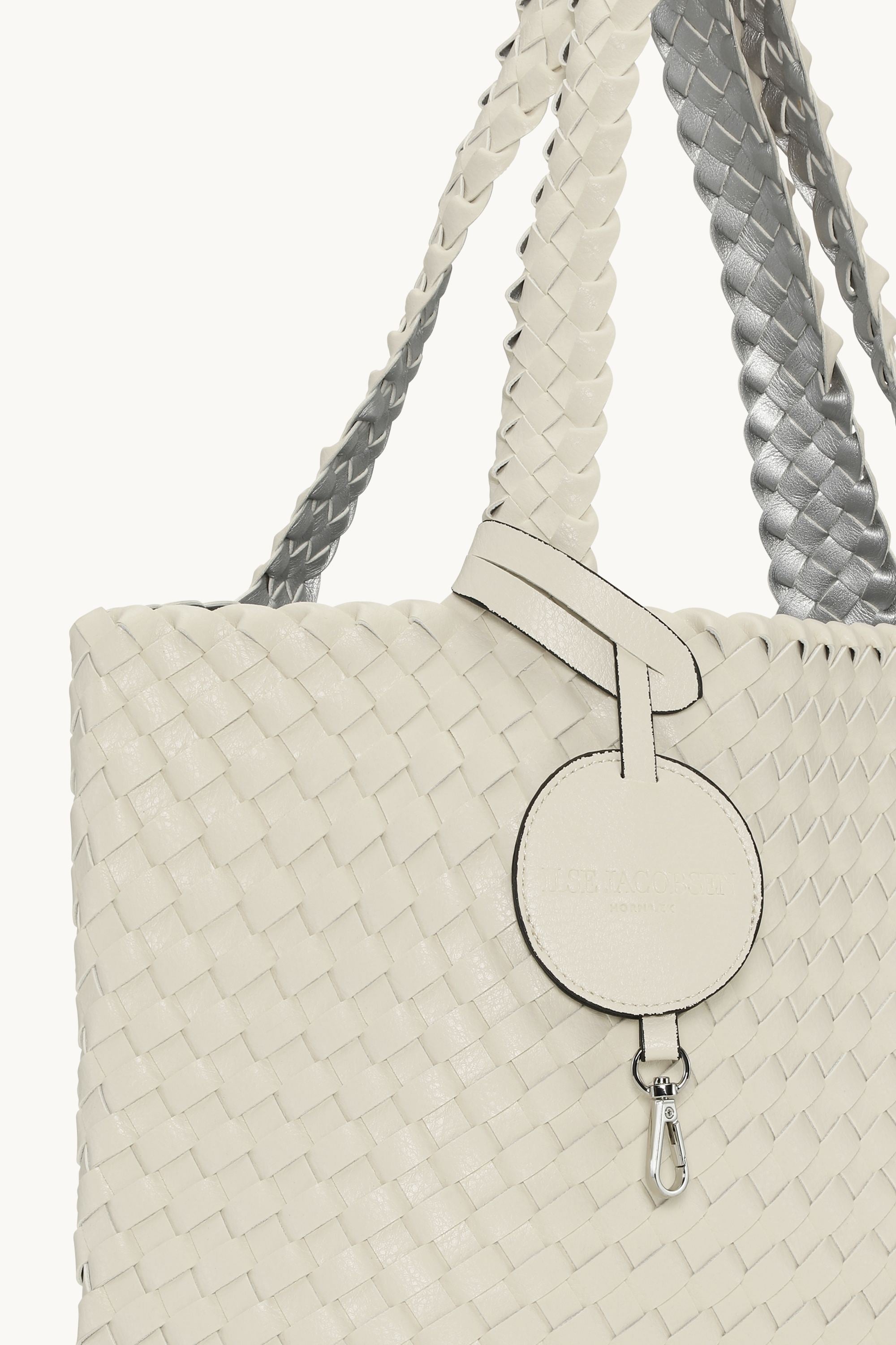Tote Bag Flettet - Egg White Silver