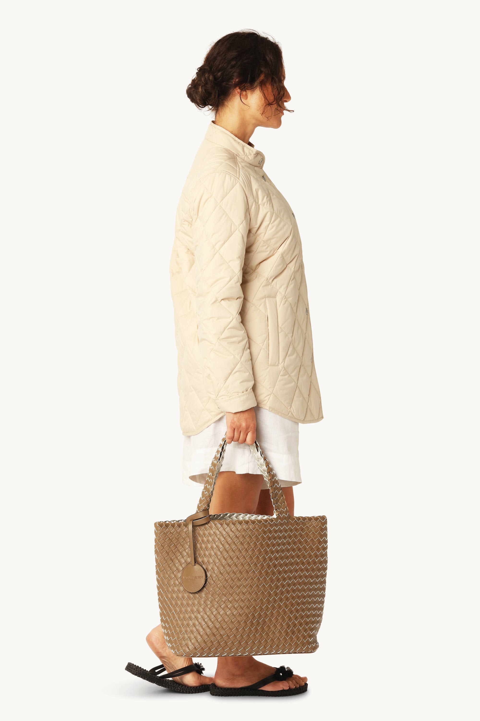 Tote Bag Flettet - Goldy Sand Dollar Metallic