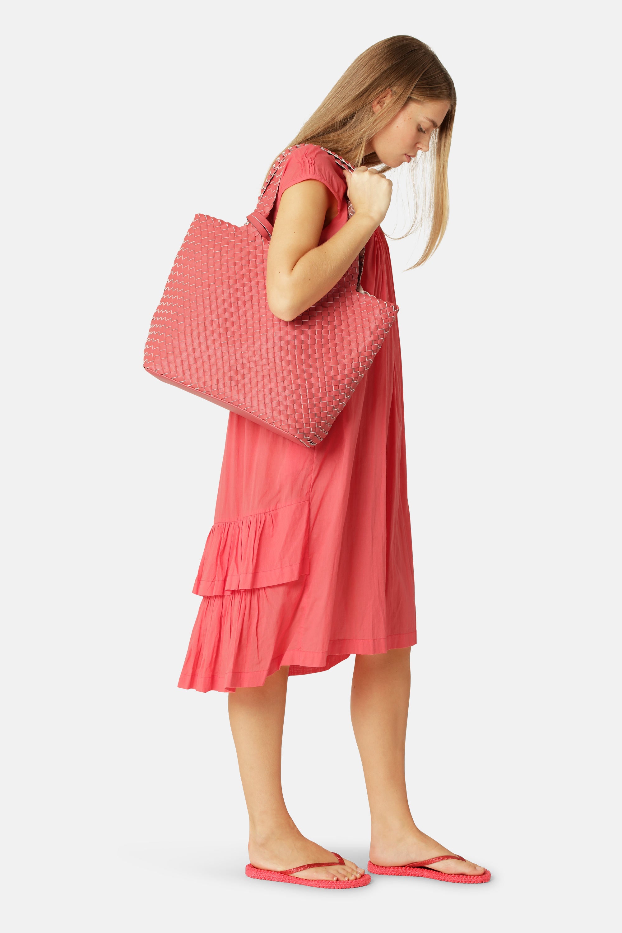 Tote Bag Flettet - Durbarry Metallic Rose