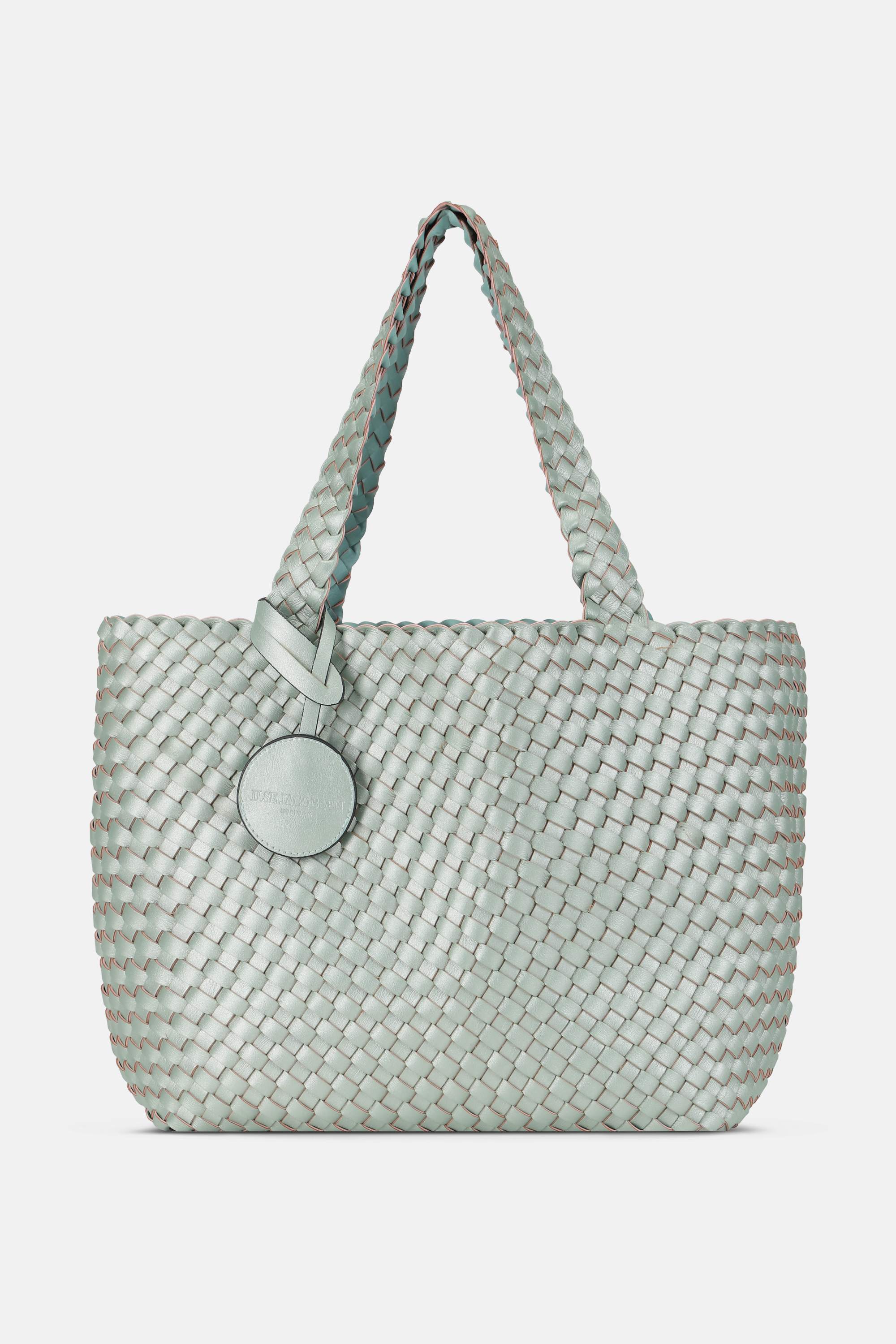 Tote Bag Flettet - Beach Glass Metallic Mint