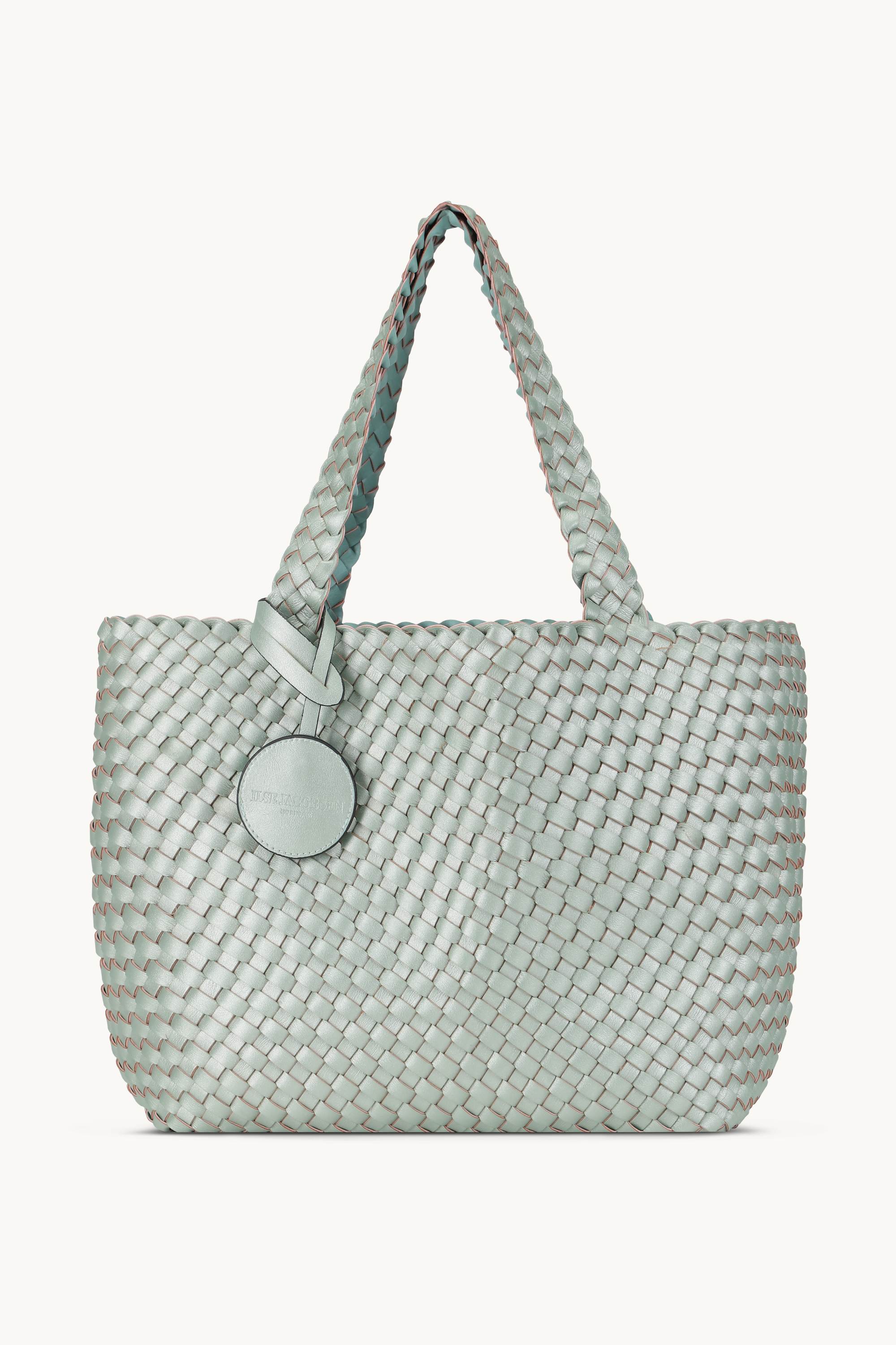 Tote Bag Flettet - Beach Glass Metallic Mint