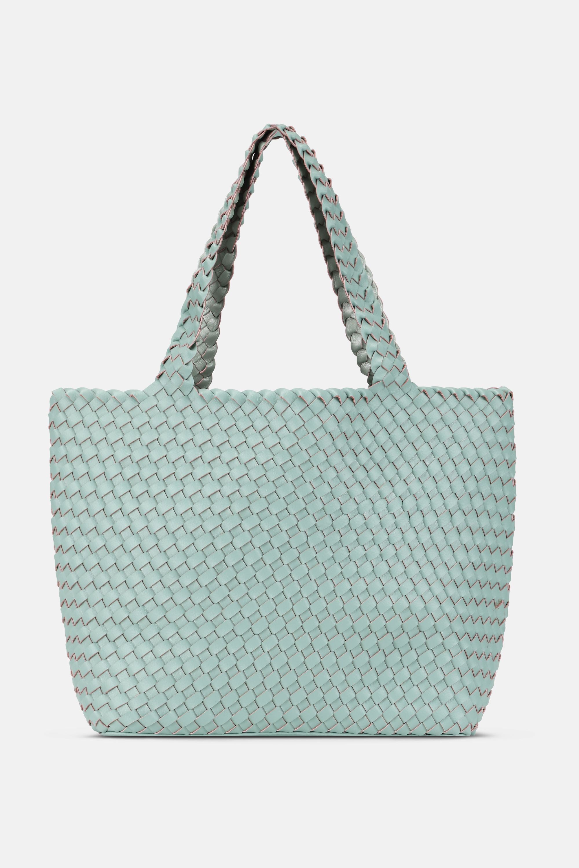 Tote Bag Flettet - Beach Glass Metallic Mint