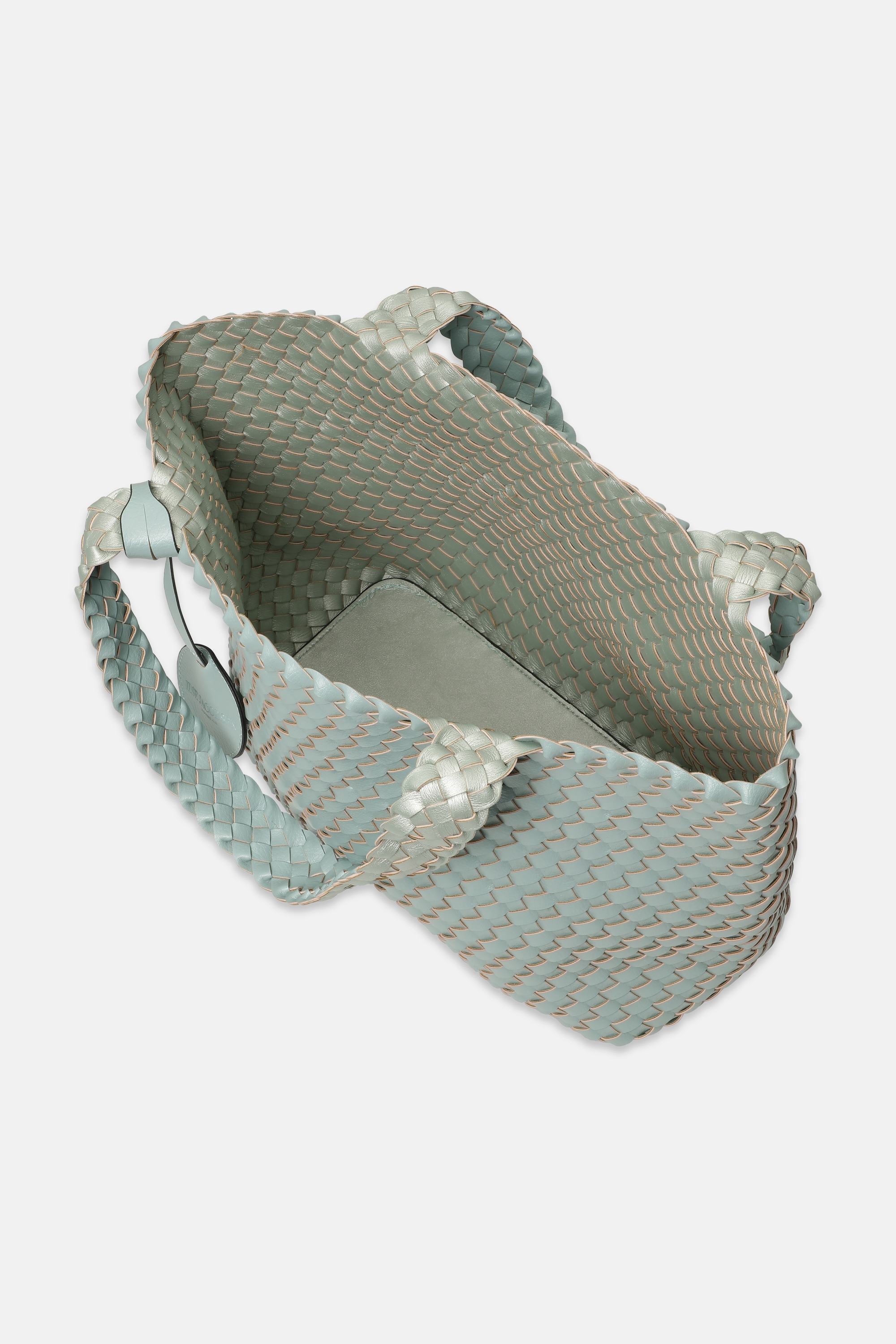 Tote Bag Flettet - Beach Glass Metallic Mint