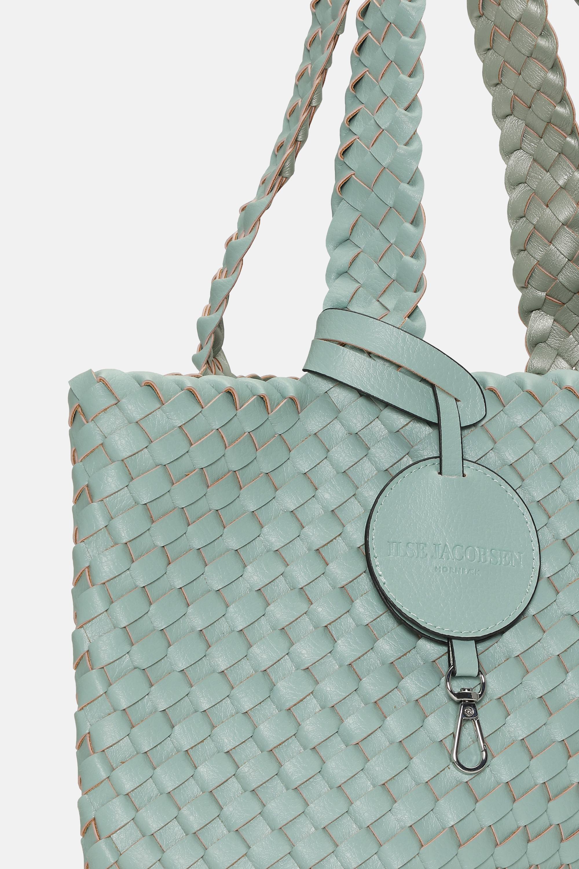 Tote Bag Flettet - Beach Glass Metallic Mint
