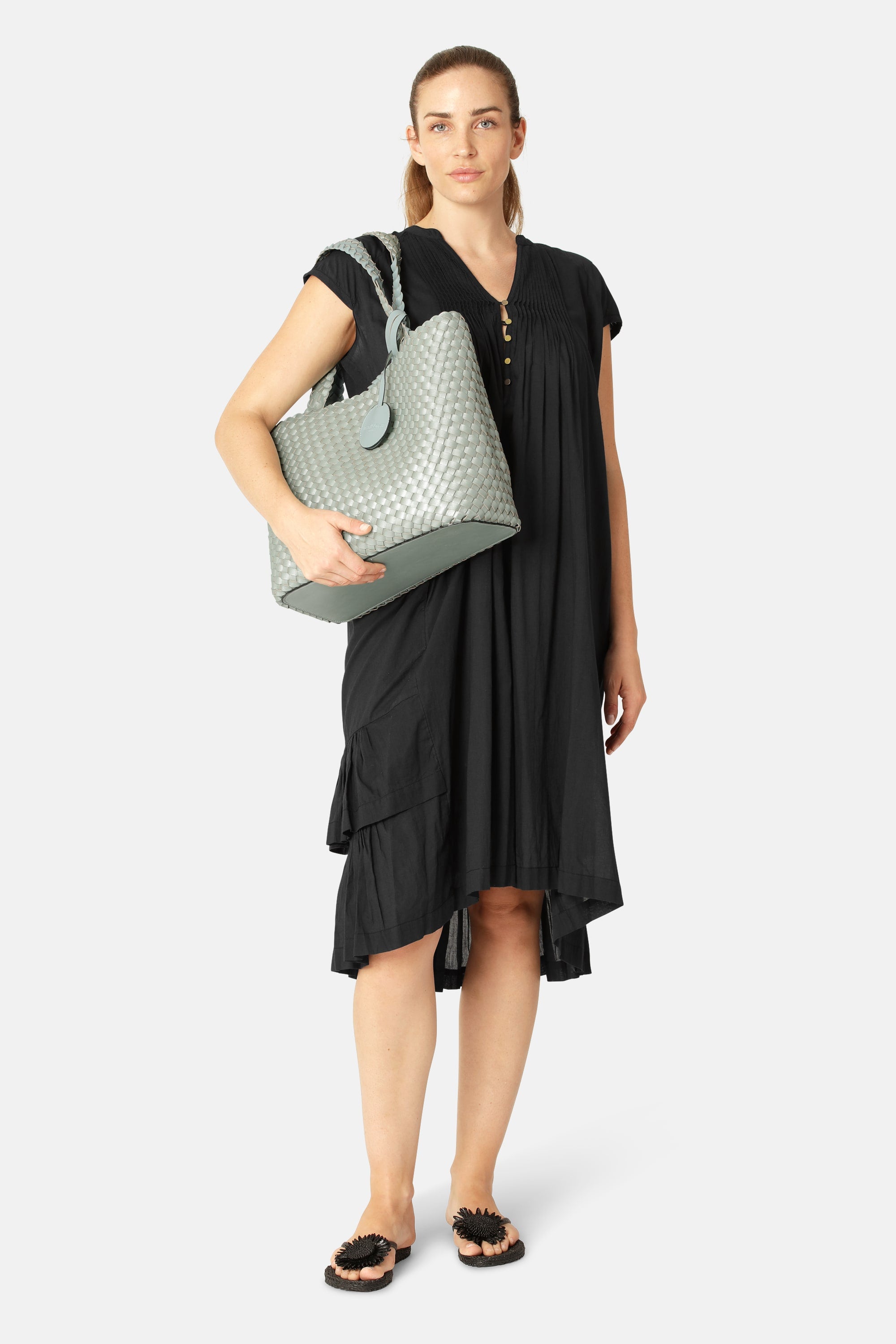 Tote Bag Flettet - Beach Glass Metallic Mint