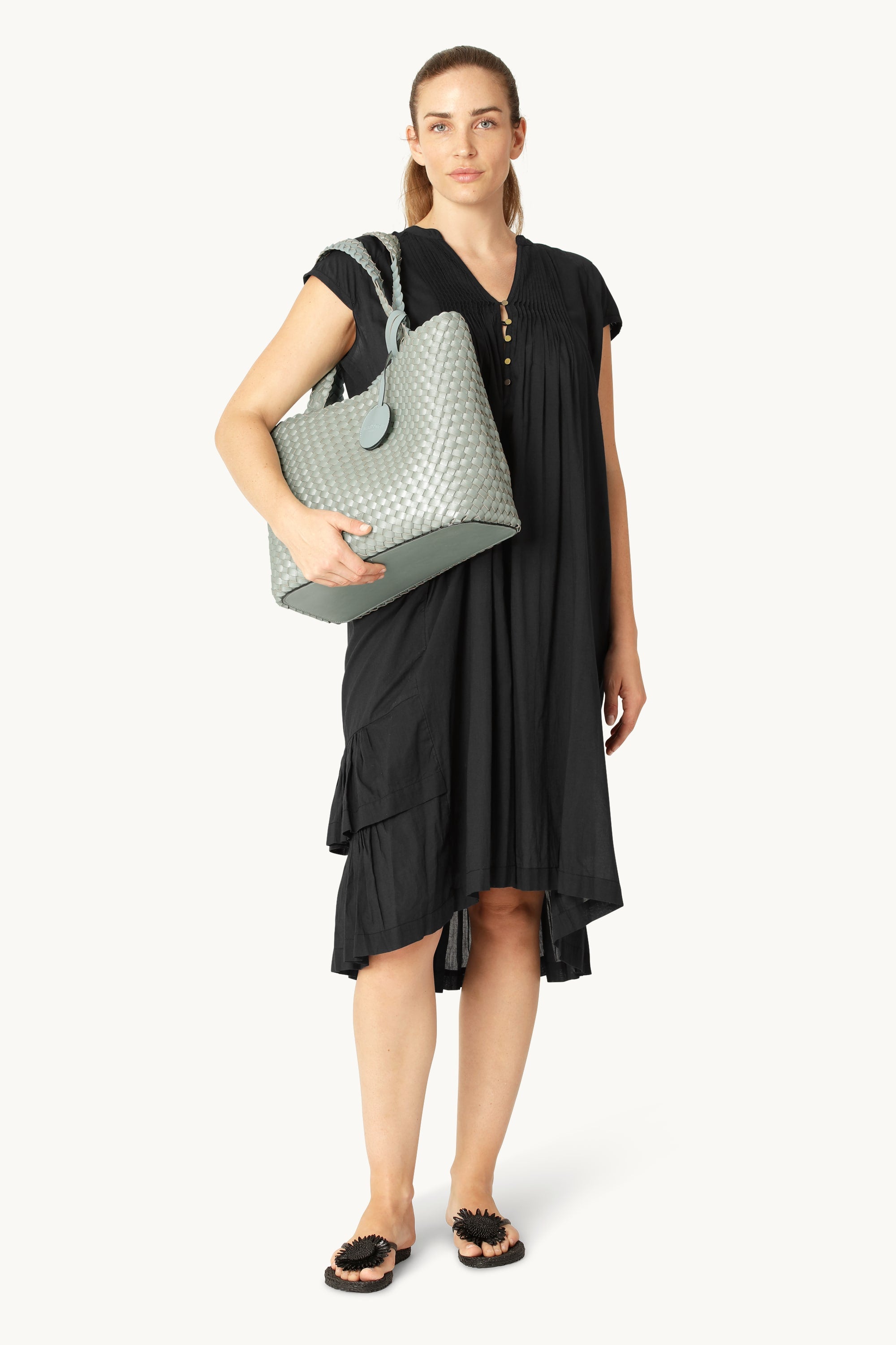 Tote Bag Flettet - Beach Glass Metallic Mint