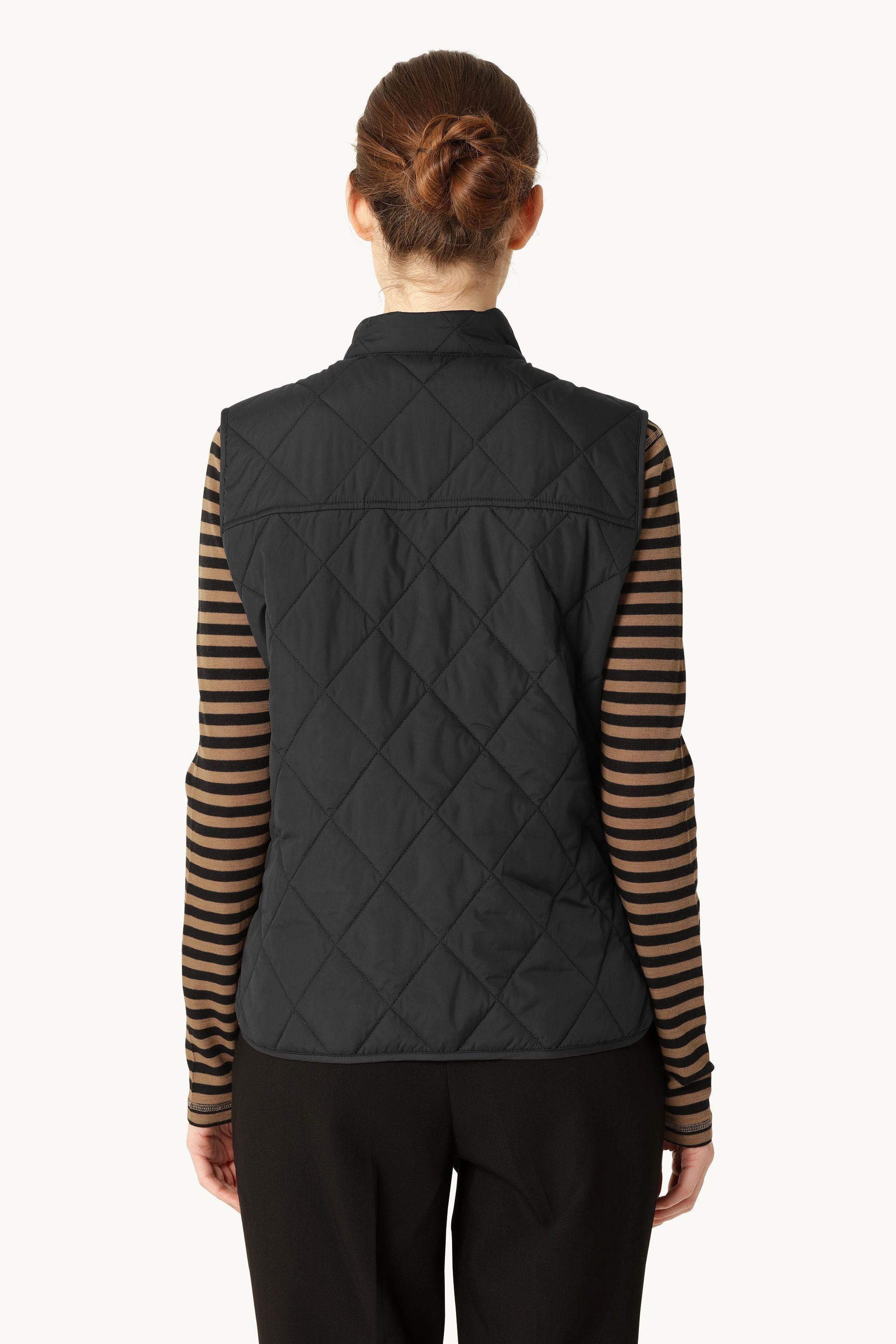 Quilted Short Vest - Black